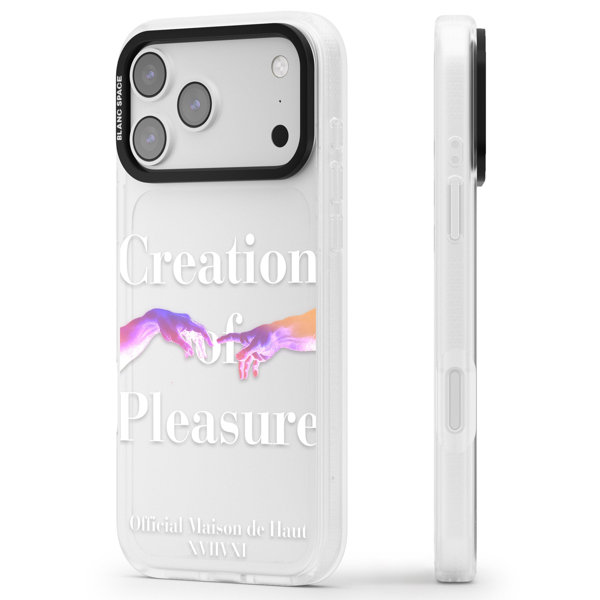 Creation Of Pleasure iPhone 17 Pro Max Impact Air Clear Phone Case Side Profile