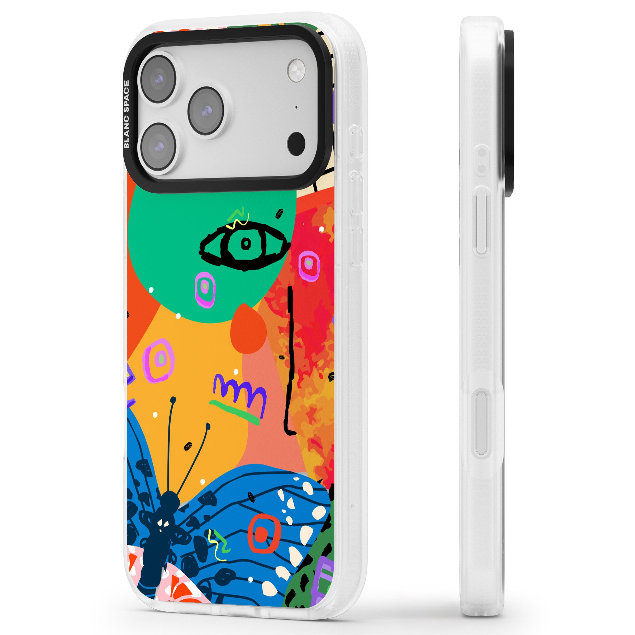 Abstract Butterfly iPhone 17 Pro Max Impact Air Clear Phone Case Side Profile