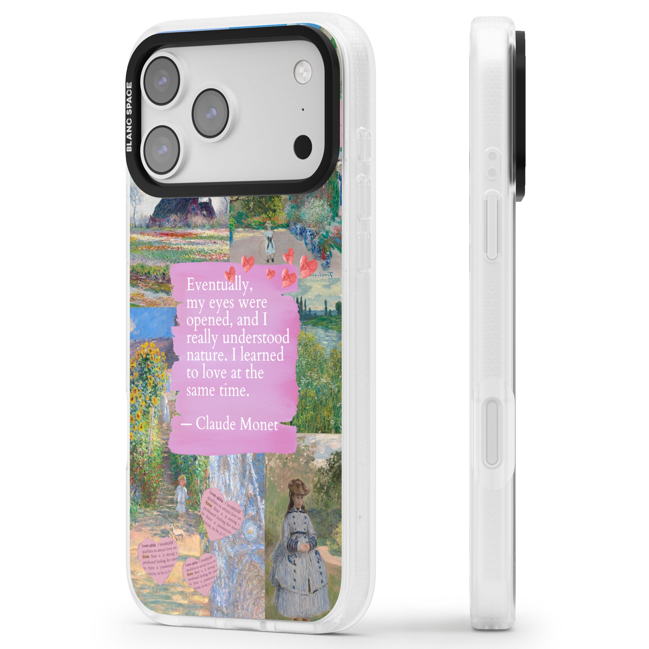 Monet 'Eyes Were Opened' Collage iPhone 17 Pro Max Impact Air Clear Phone Case Side Profile