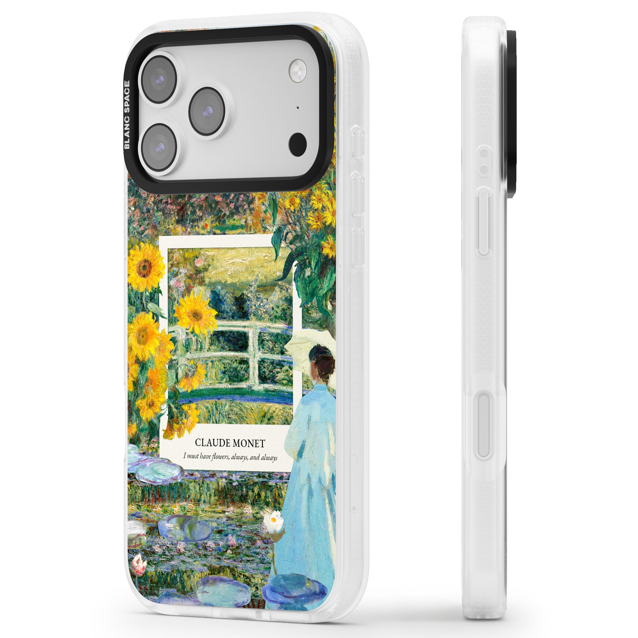 Monet Garden Bridge iPhone 17 Pro Max Impact Air Clear Phone Case Side Profile