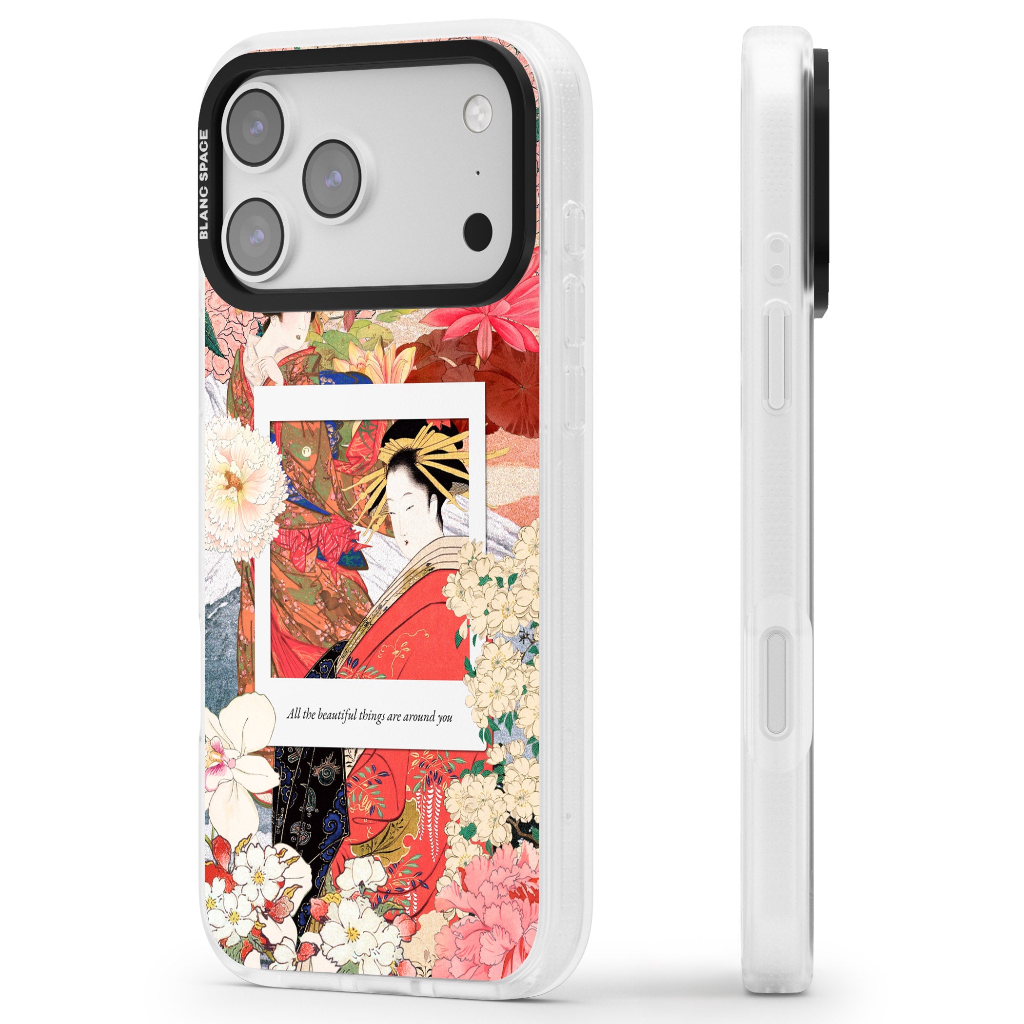 Woodblock Geisha iPhone 17 Pro Max Impact Air Clear Phone Case Side Profile