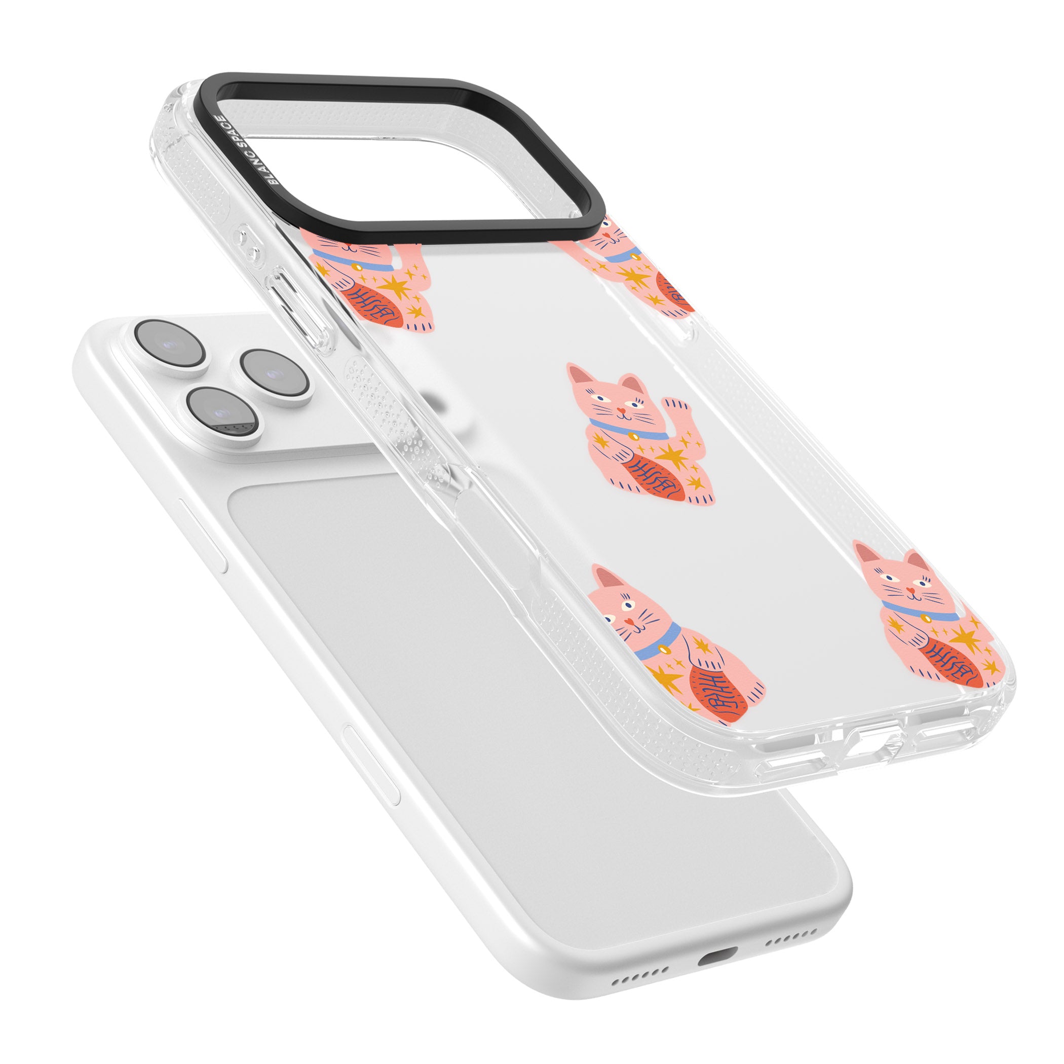 Waving Cat Pattern iPhone 17 Pro Max Impact Air Clear Phone Case Colours