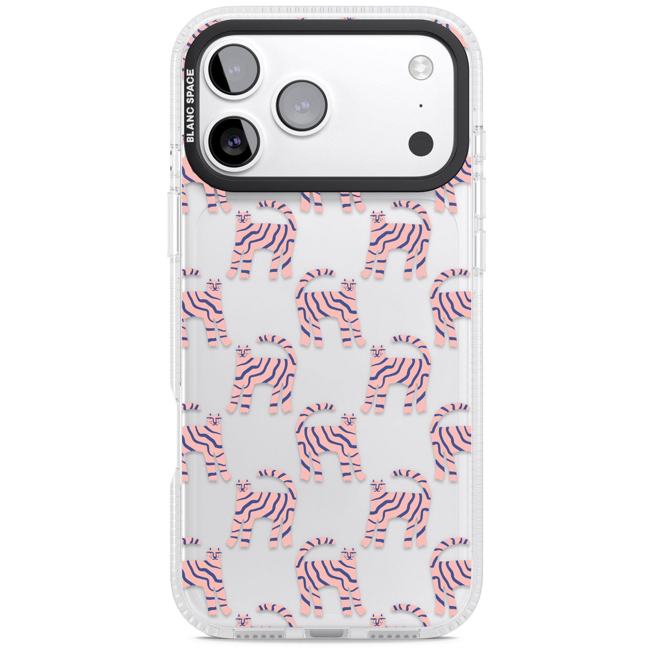 Pink And Blue Cat Pattern iPhone 17 Pro Impact Air Clear Phone Case