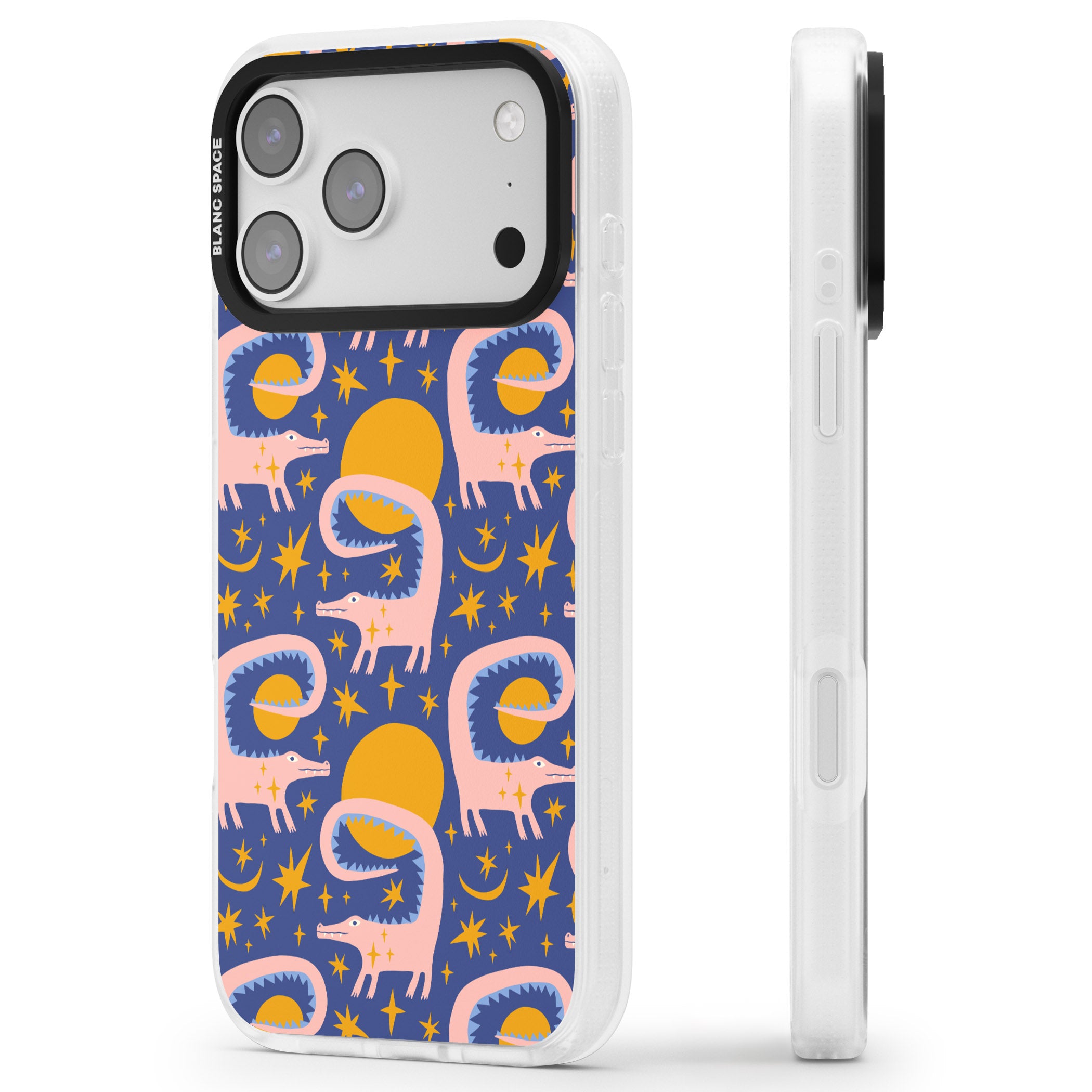 Sun Croc Pattern iPhone 17 Pro Max Impact Air Clear Phone Case Side Profile