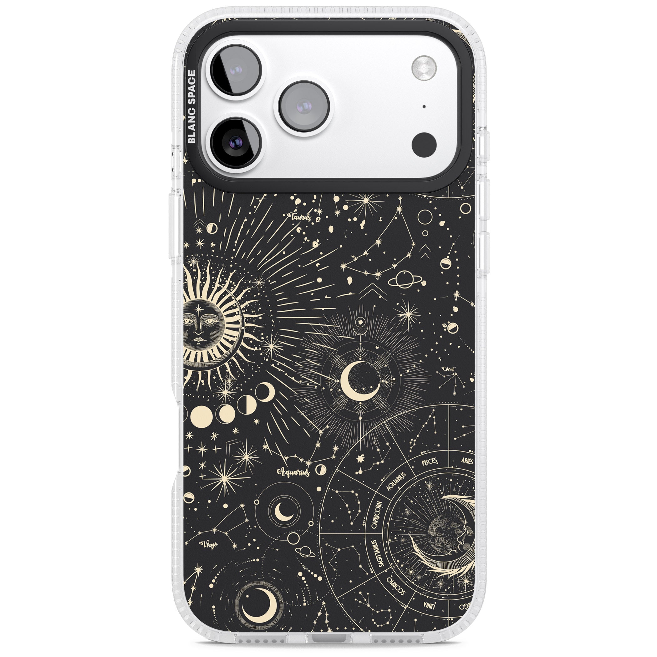 Suns & Zodiac Celestial Chart iPhone 17 Pro Max Impact Air Clear Phone Case