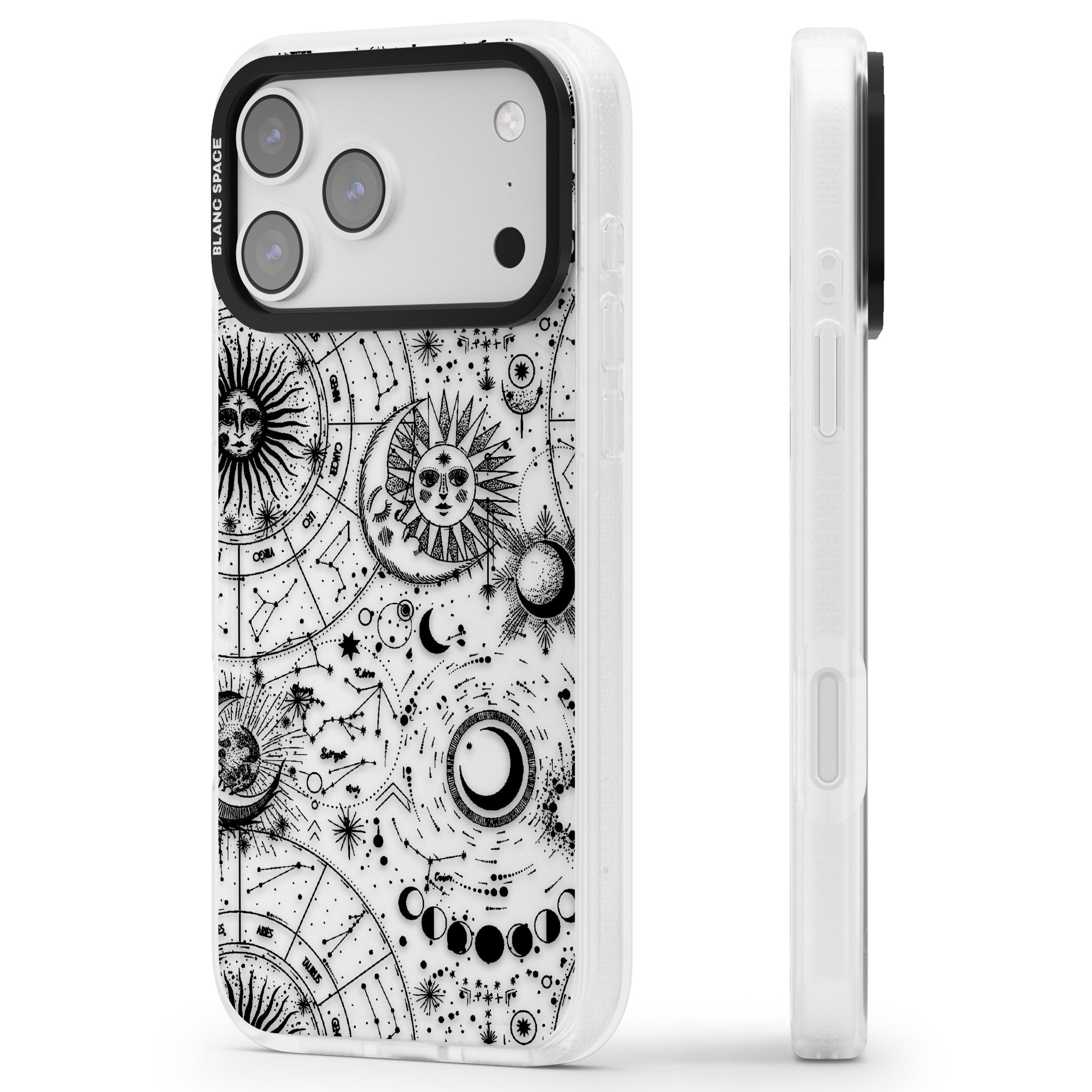 Celestial Zodiac iPhone 17 Pro Max Impact Air Clear Phone Case Side Profile