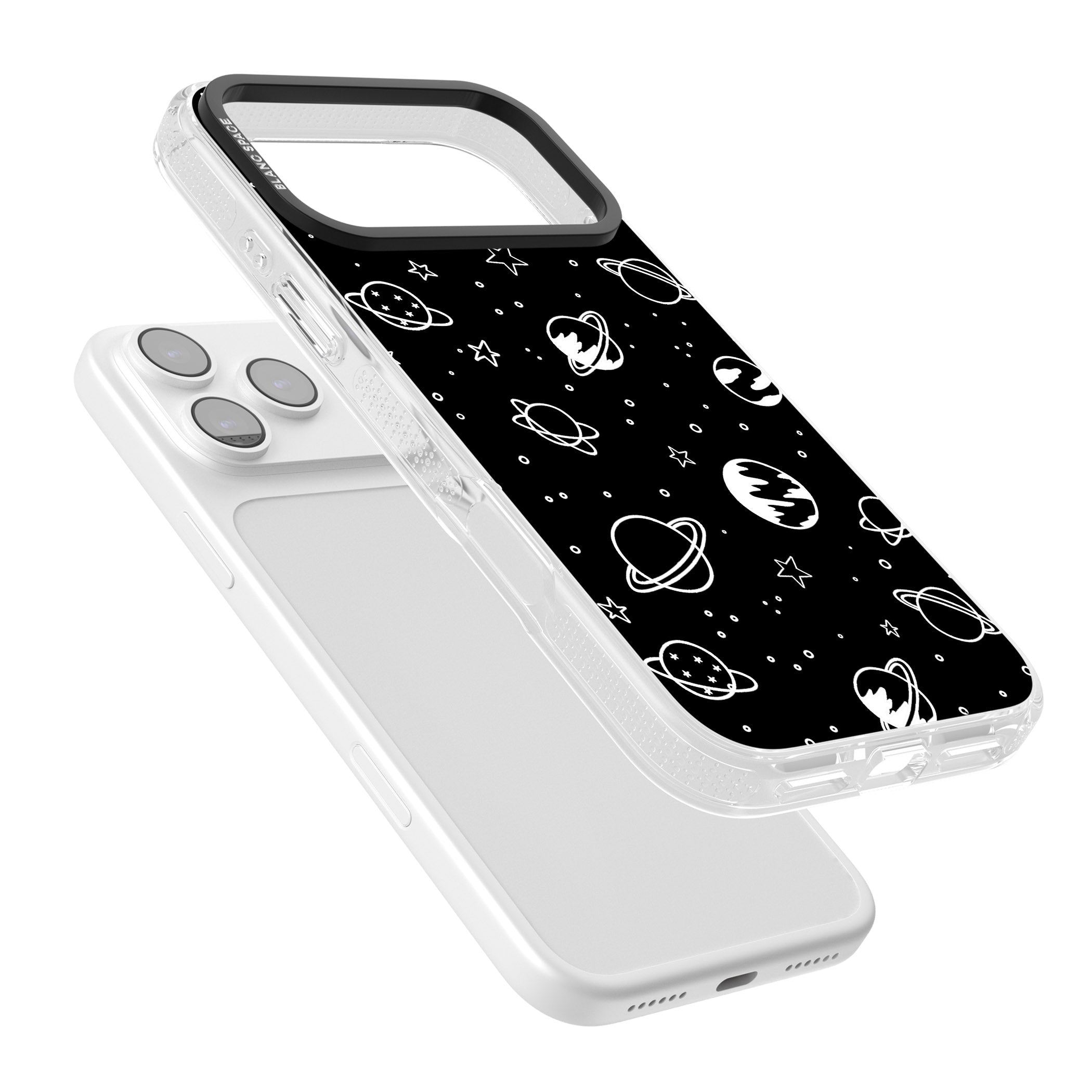 Cosmic Sketch White Black iPhone 17 Pro Max Impact Air Clear Phone Case Colours