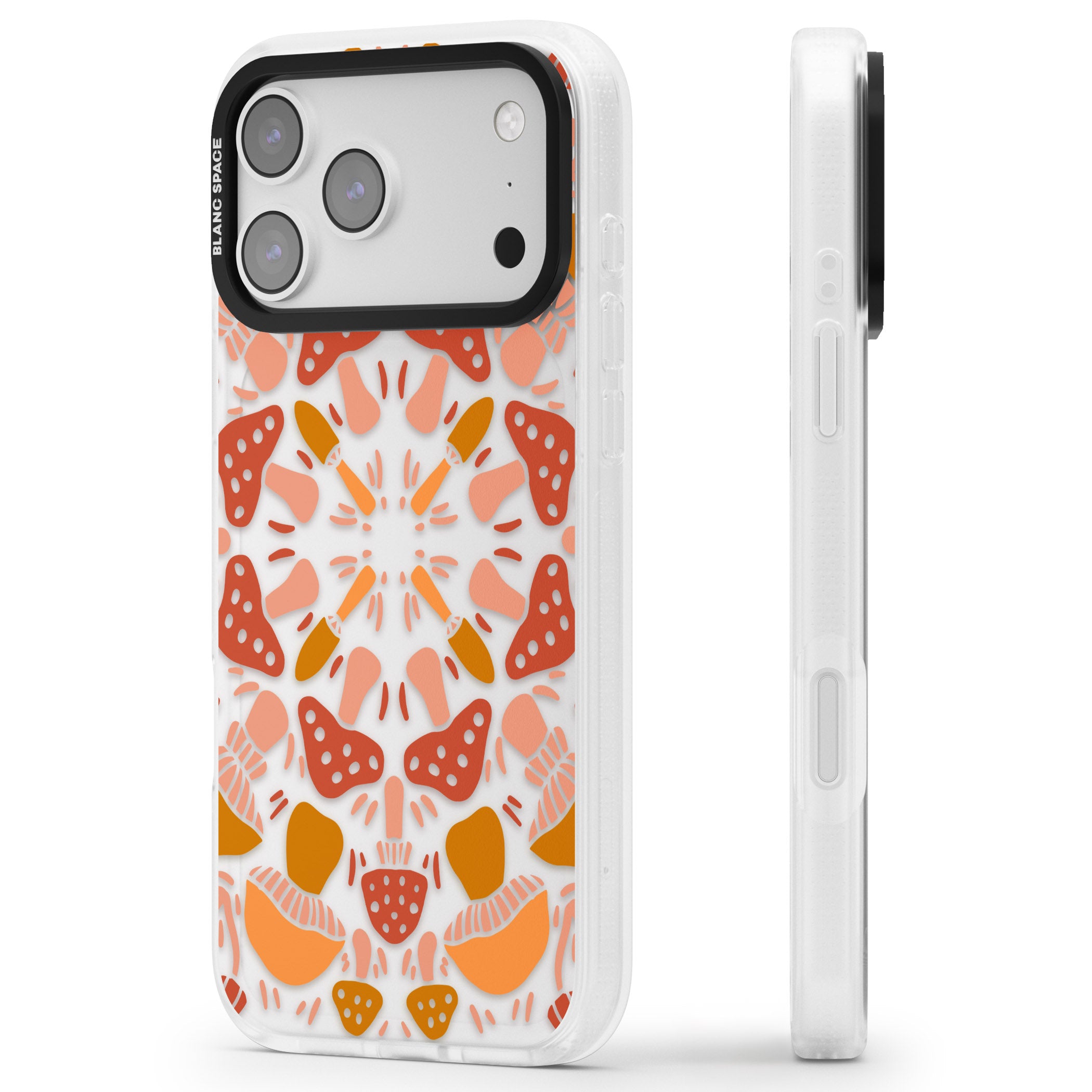 Mushroom Medley iPhone 17 Pro Max Impact Air Clear Phone Case Side Profile
