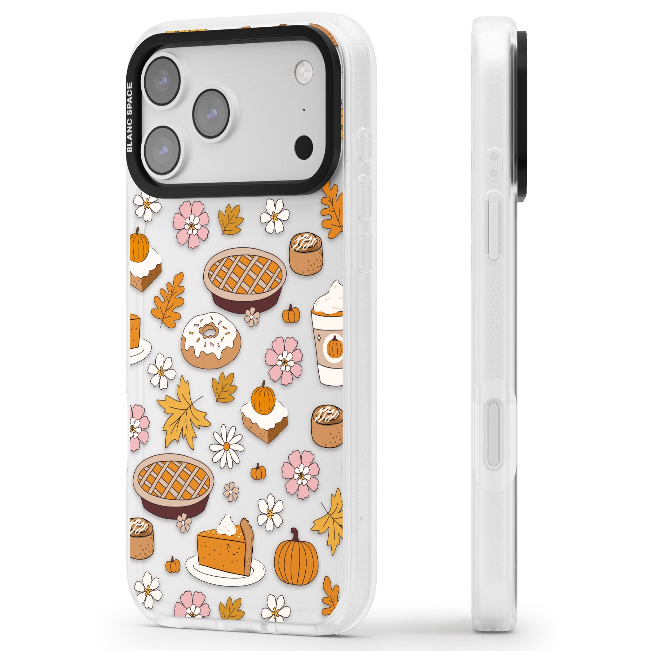 Pumpkin Pie Autumn Treats iPhone 17 Pro Max Impact Air Clear Phone Case Side Profile