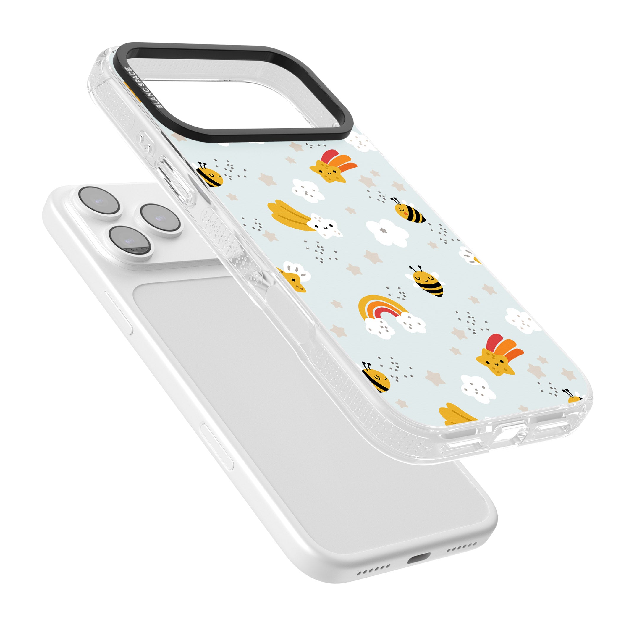 Sweet As Honey Patterns: Bees & Rainbows iPhone 17 Pro Max Impact Air Clear Phone Case Colours