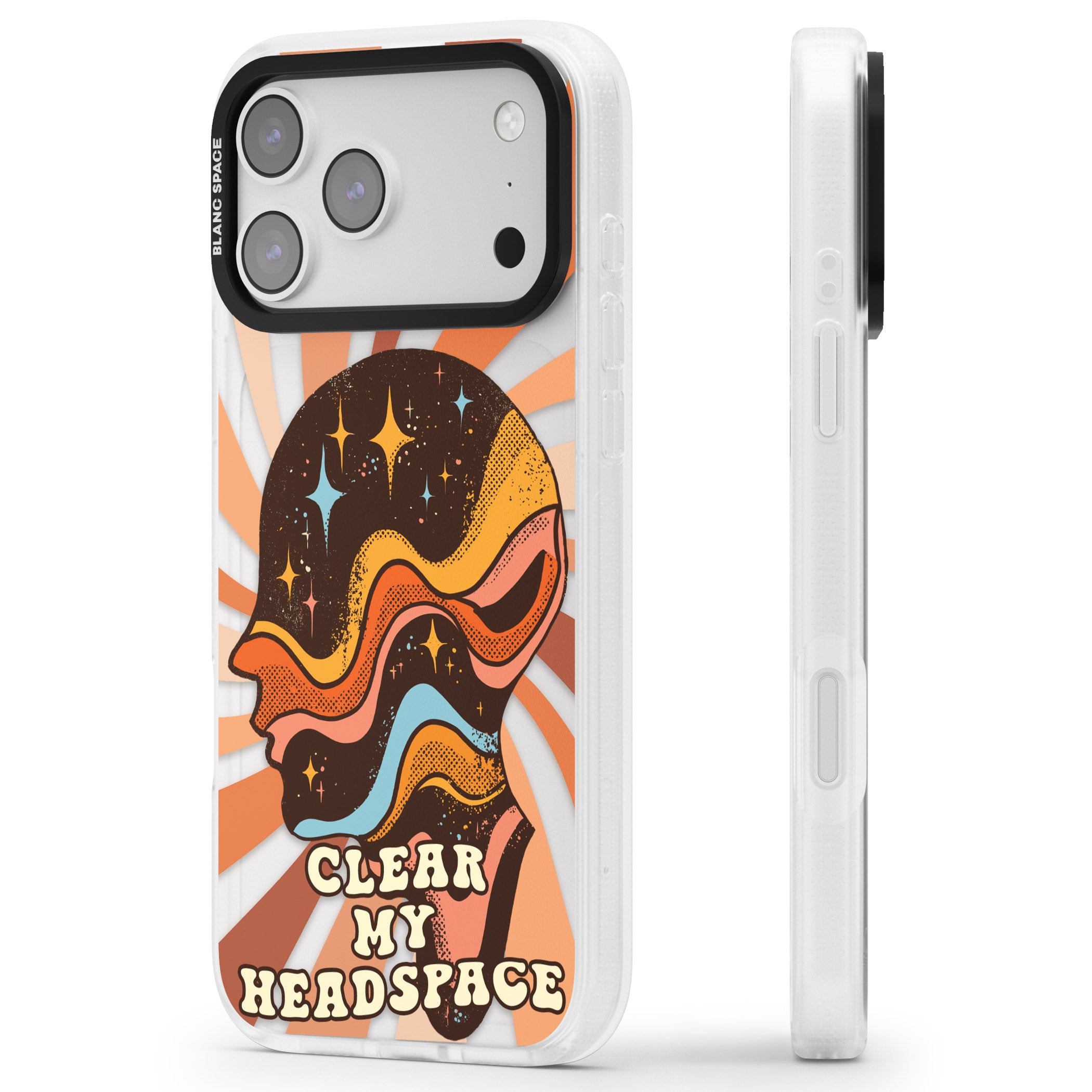 Clear My Headspace iPhone 17 Pro Max Impact Air Clear Phone Case Side Profile