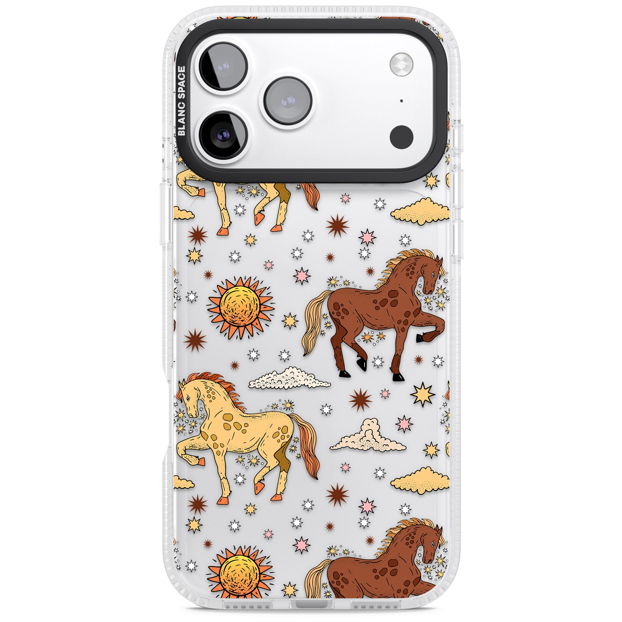 Boho Celestial Wild Horses iPhone 17 Pro Max Impact Air Clear Phone Case