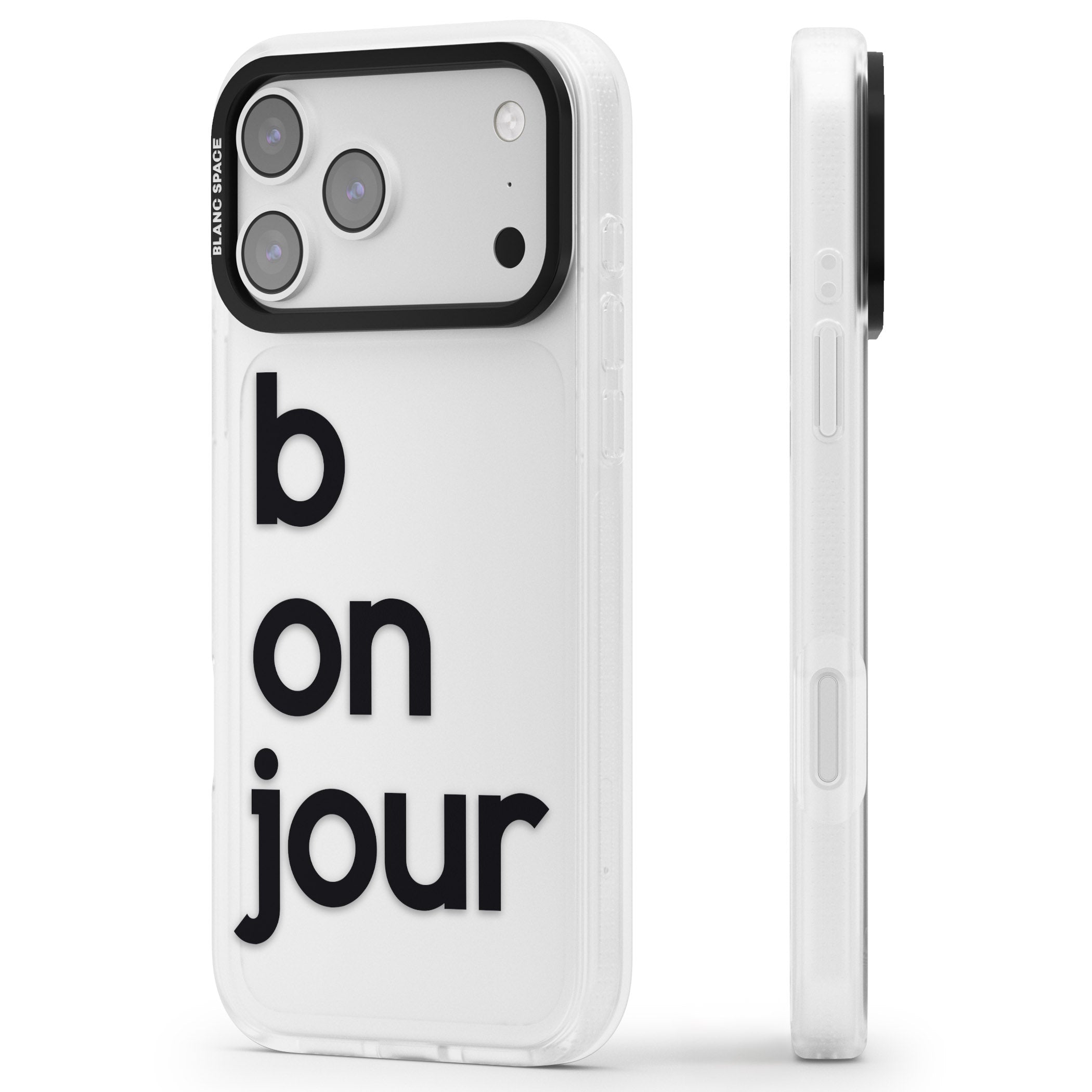 Bonjour iPhone 17 Pro Max Impact Air Clear Phone Case Side Profile