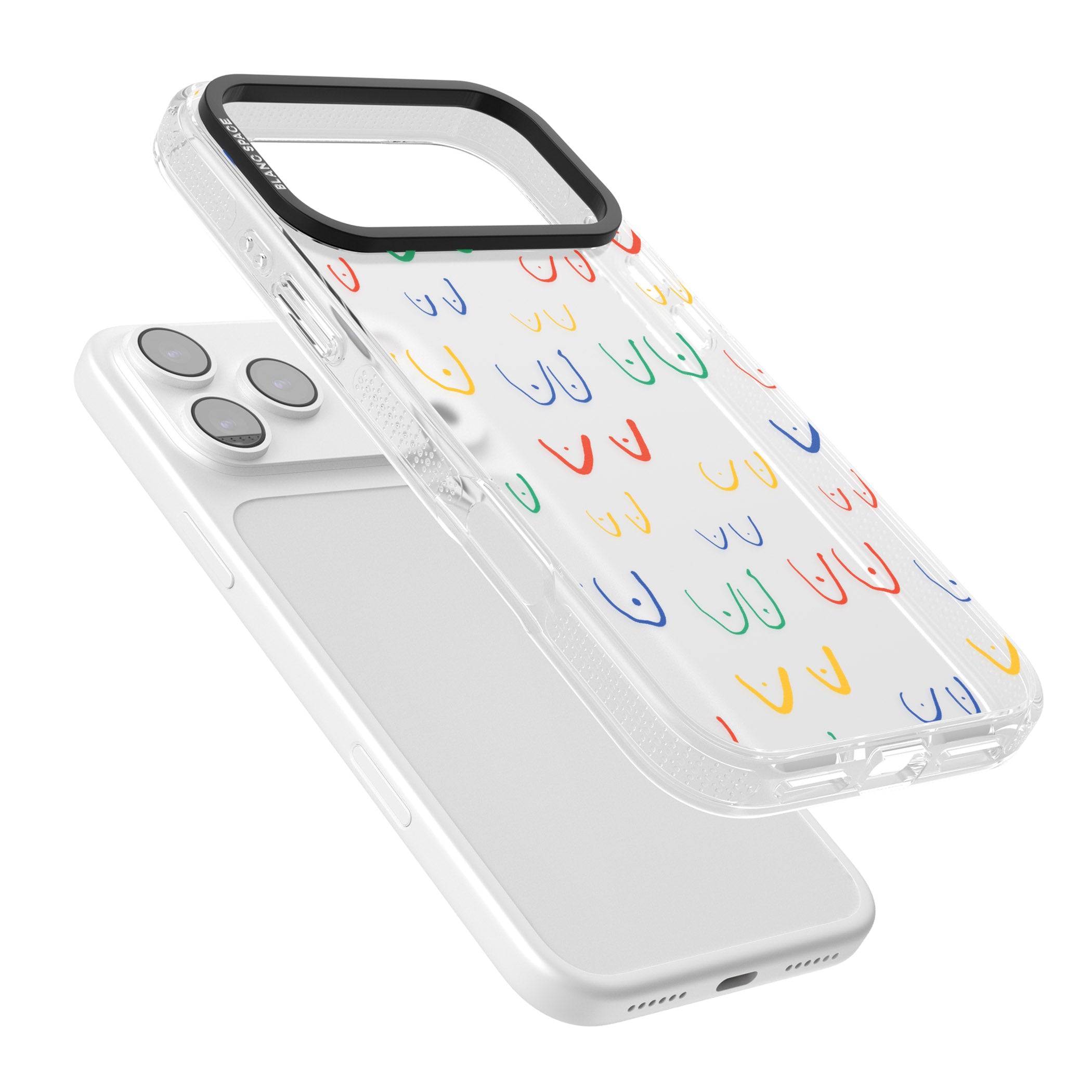 Boob Pattern (Mixed Colours) iPhone 17 Pro Max Impact Air Clear Phone Case Colours
