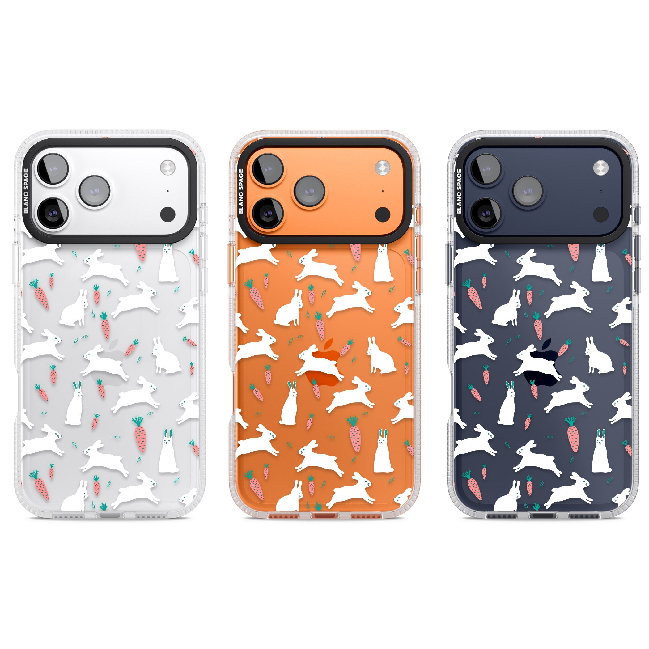 White Bunnies And Carrots iPhone 17 Pro Impact Air Clear Phone Case APT Impact Protection