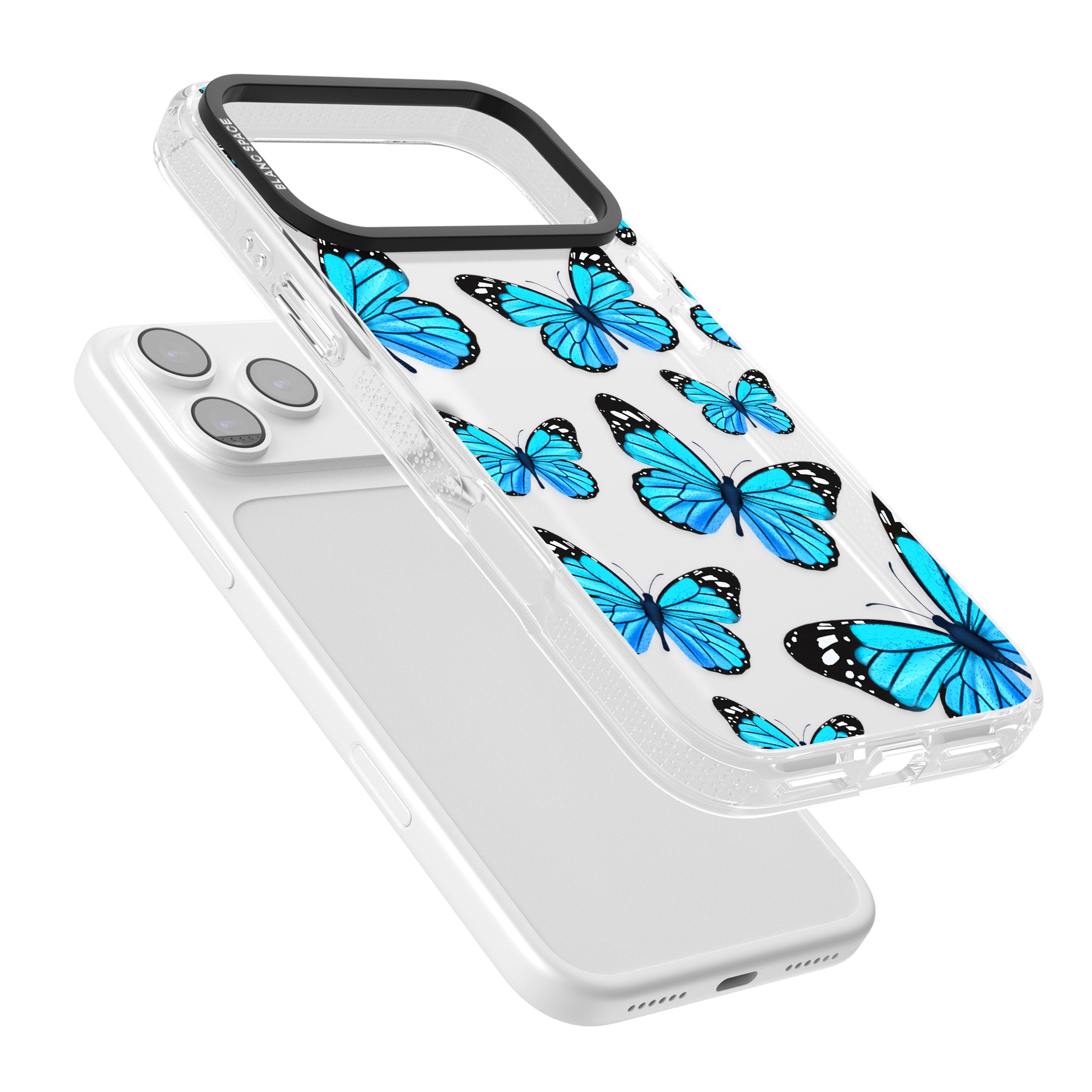 Blue Butterflies iPhone 17 Pro Max Impact Air Clear Phone Case Colours