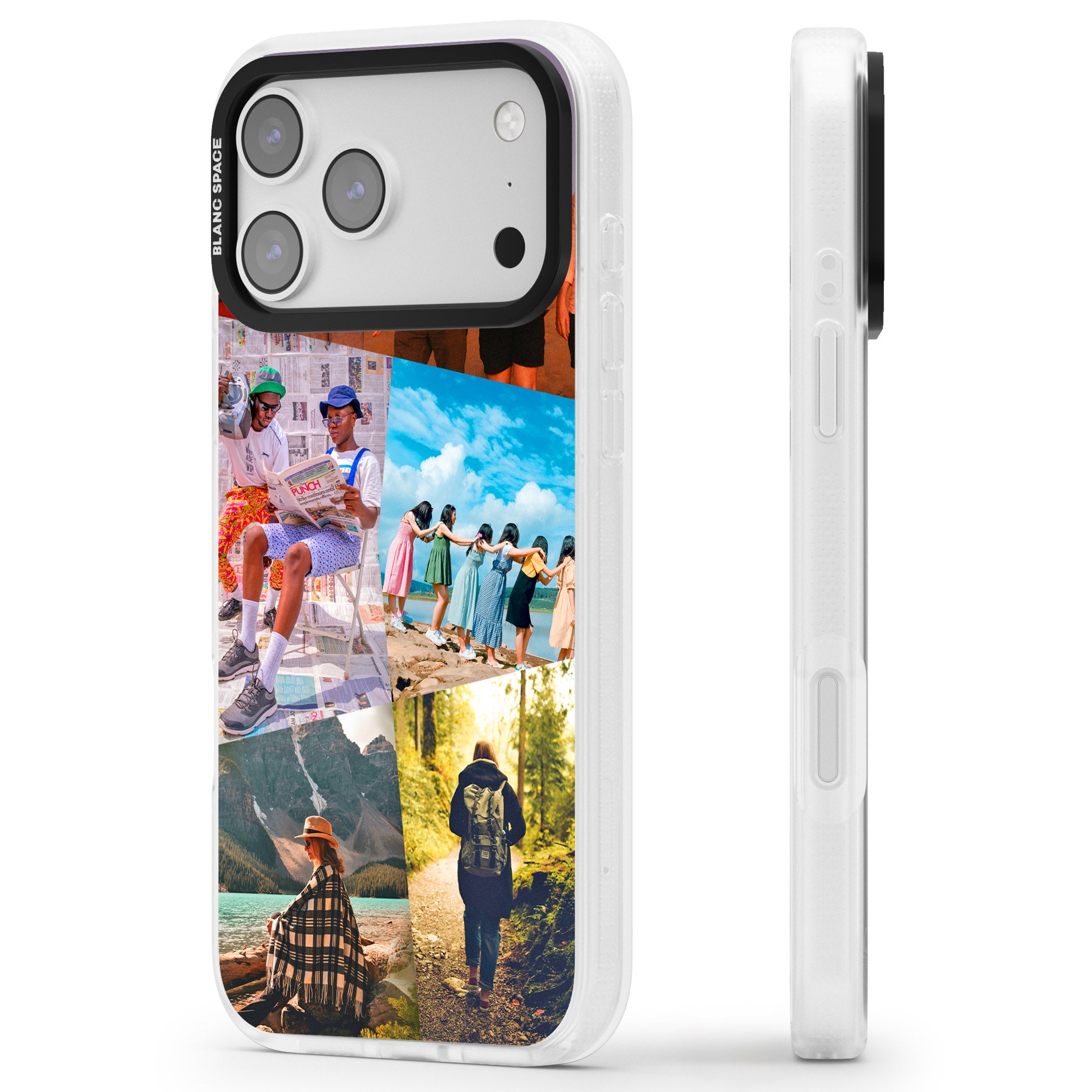 Personalised Abstract Photo Grid iPhone 17 Pro Max Impact Air Clear Phone Case Side Profile