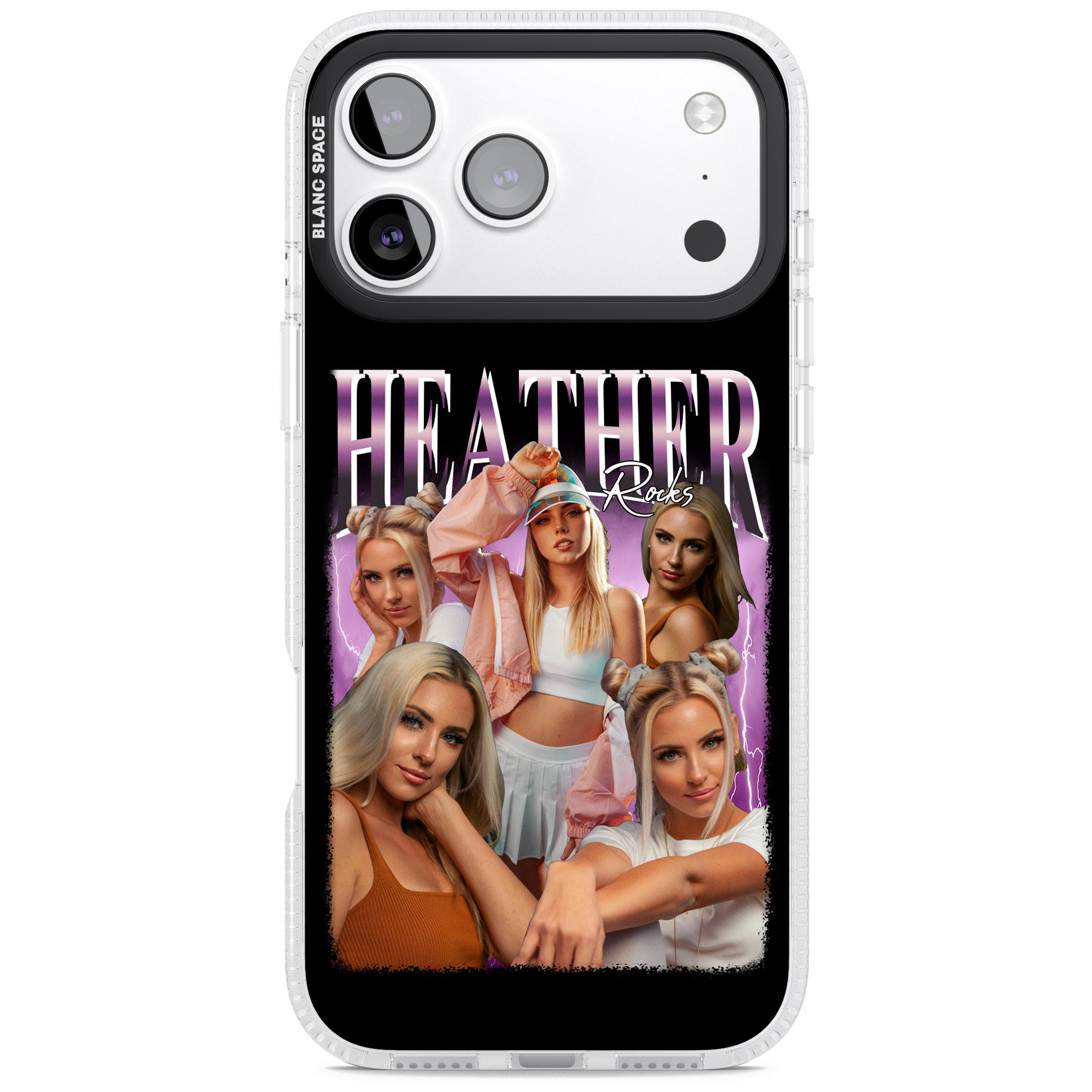 Personalised Airbrush Name & Photo Collage (Pink) iPhone 17 Pro Max Impact Air Clear Phone Case