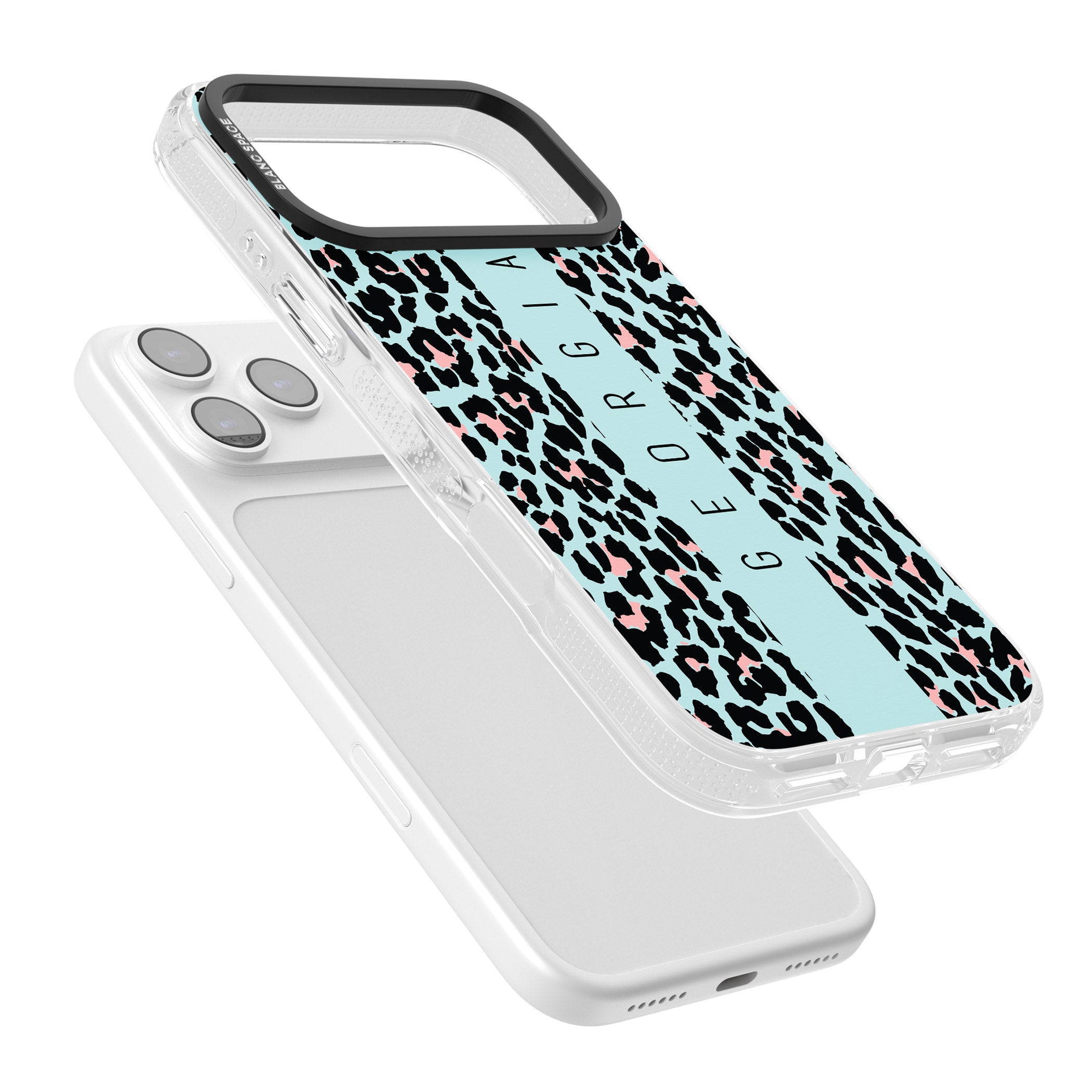 Personalised Blue Leopard iPhone 17 Pro Max Impact Air Clear Phone Case Colours