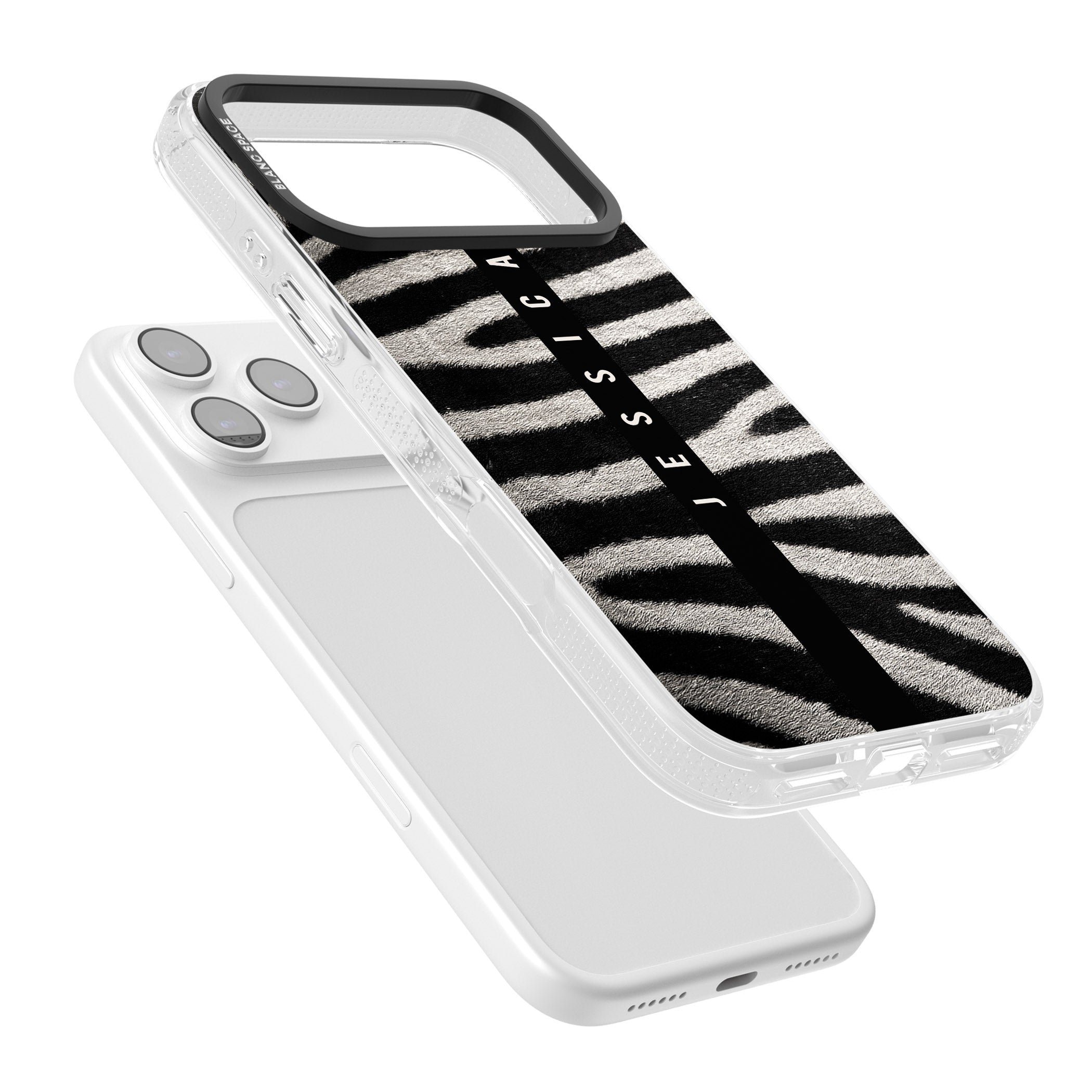 Personalised Zebra Print iPhone 17 Pro Max Impact Air Clear Phone Case Colours