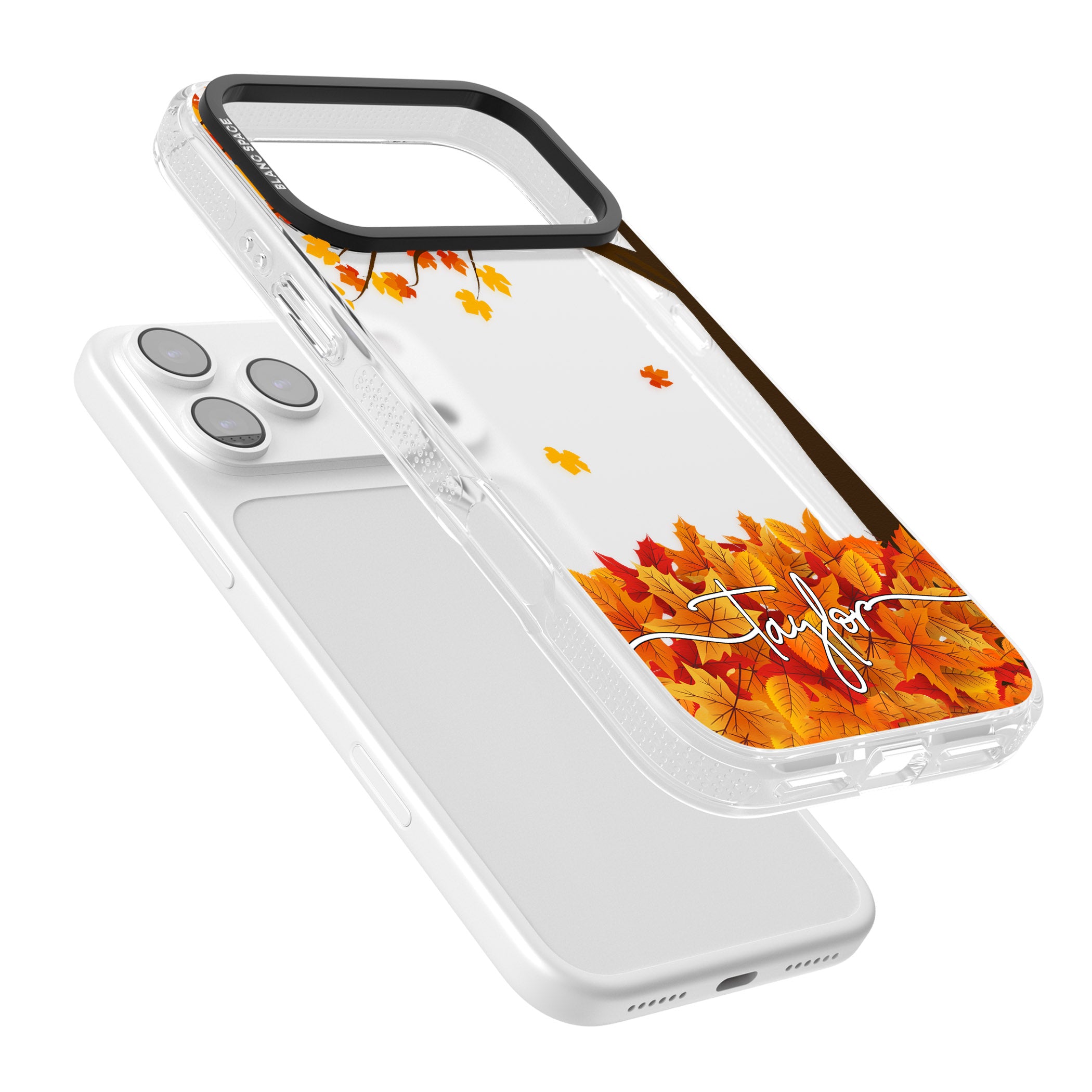 Personalised Autumn Leaves iPhone 17 Pro Max Impact Air Clear Phone Case Colours