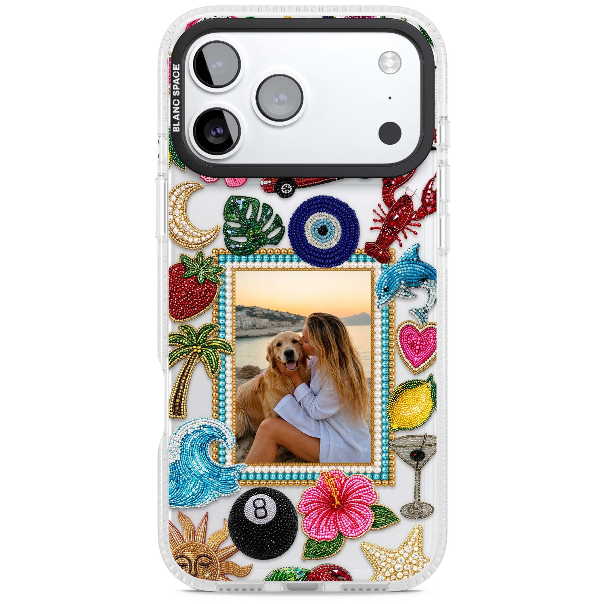 Beaded Photo coastal iPhone case | Clear Case Impact Air case for iPhone 17 Pro, iPhone 17 Pro Max
