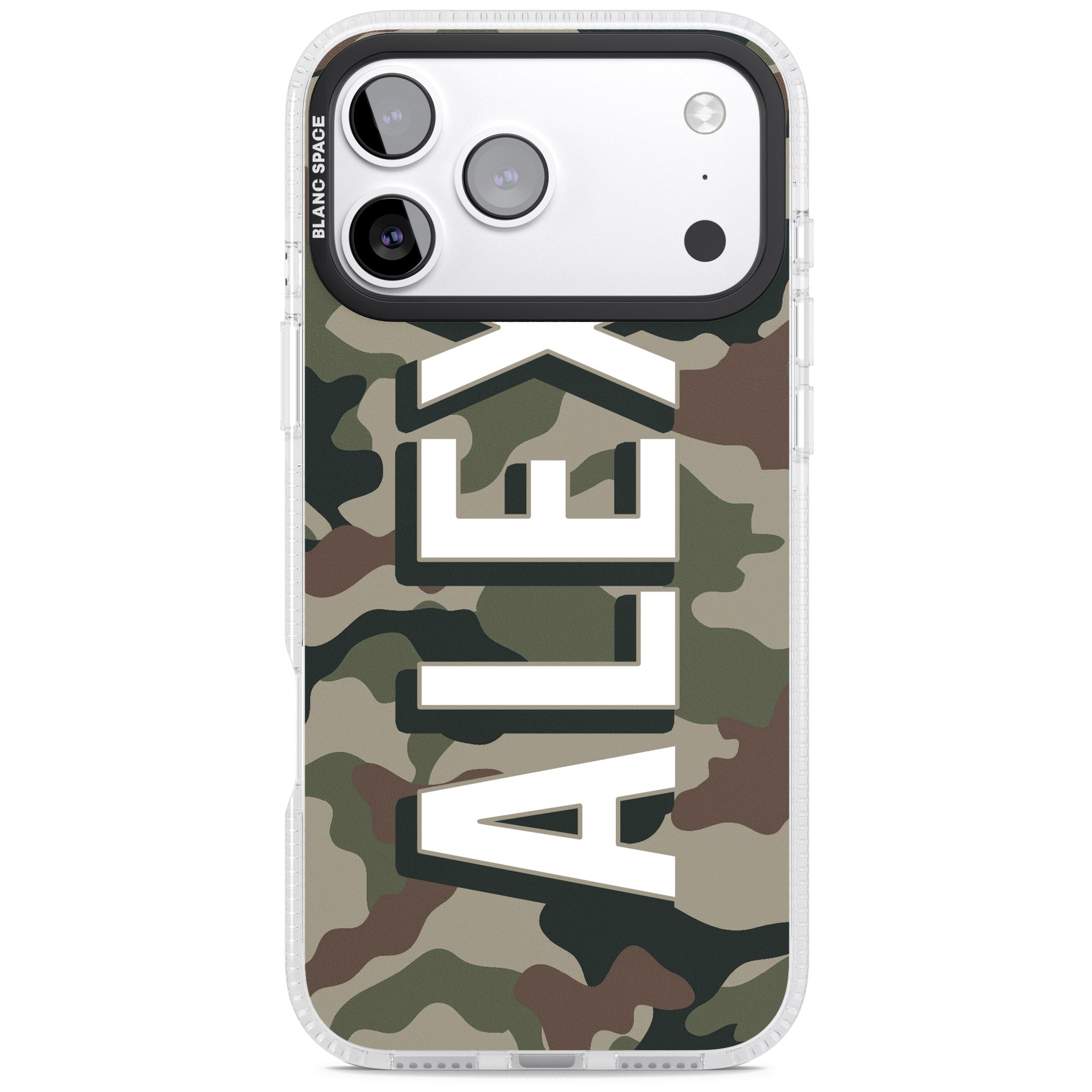 Personalised Classic Green Camo iPhone 17 Pro Max Impact Air Clear Phone Case