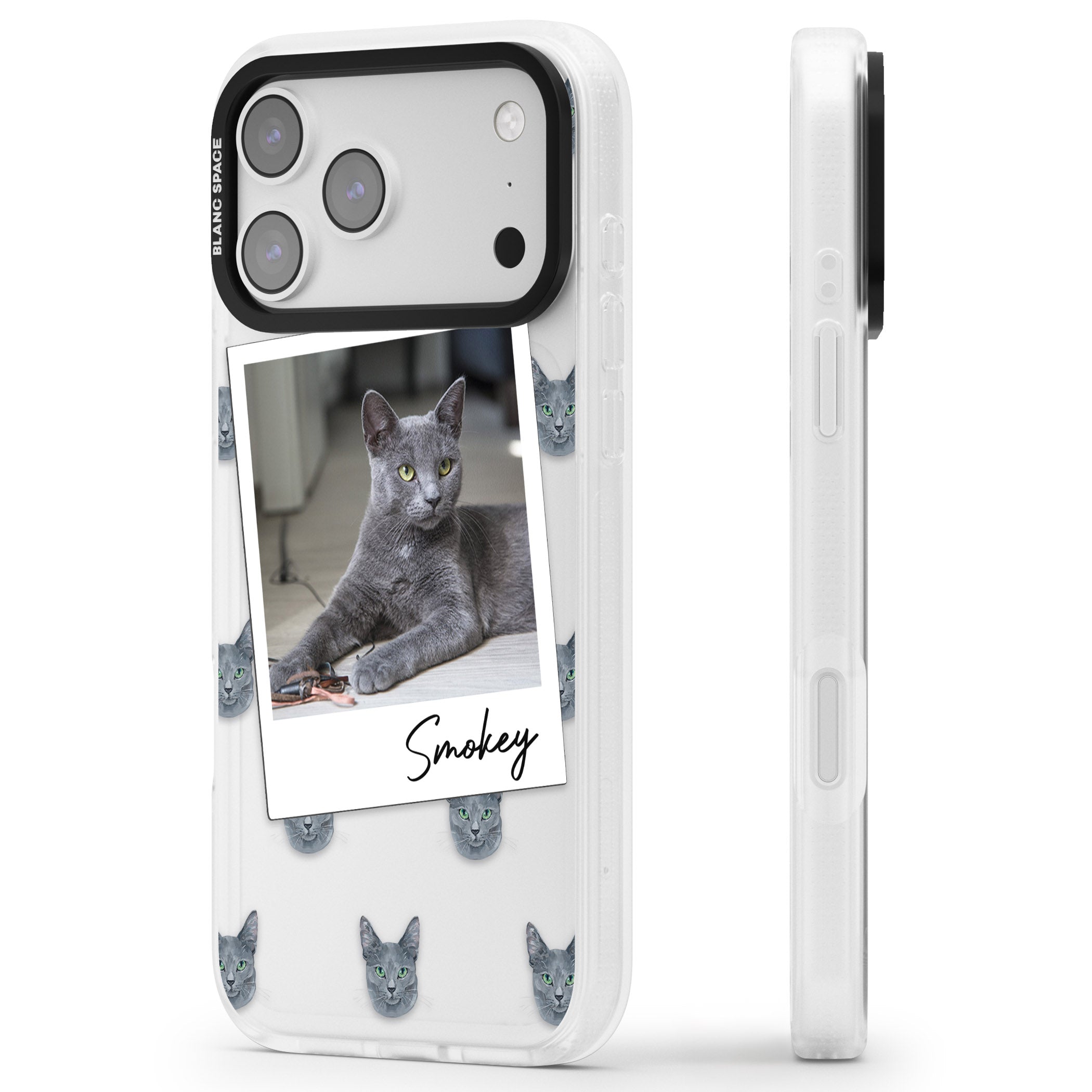 Personalised Korat Cat Photo iPhone 17 Pro Max Impact Air Clear Phone Case Side Profile