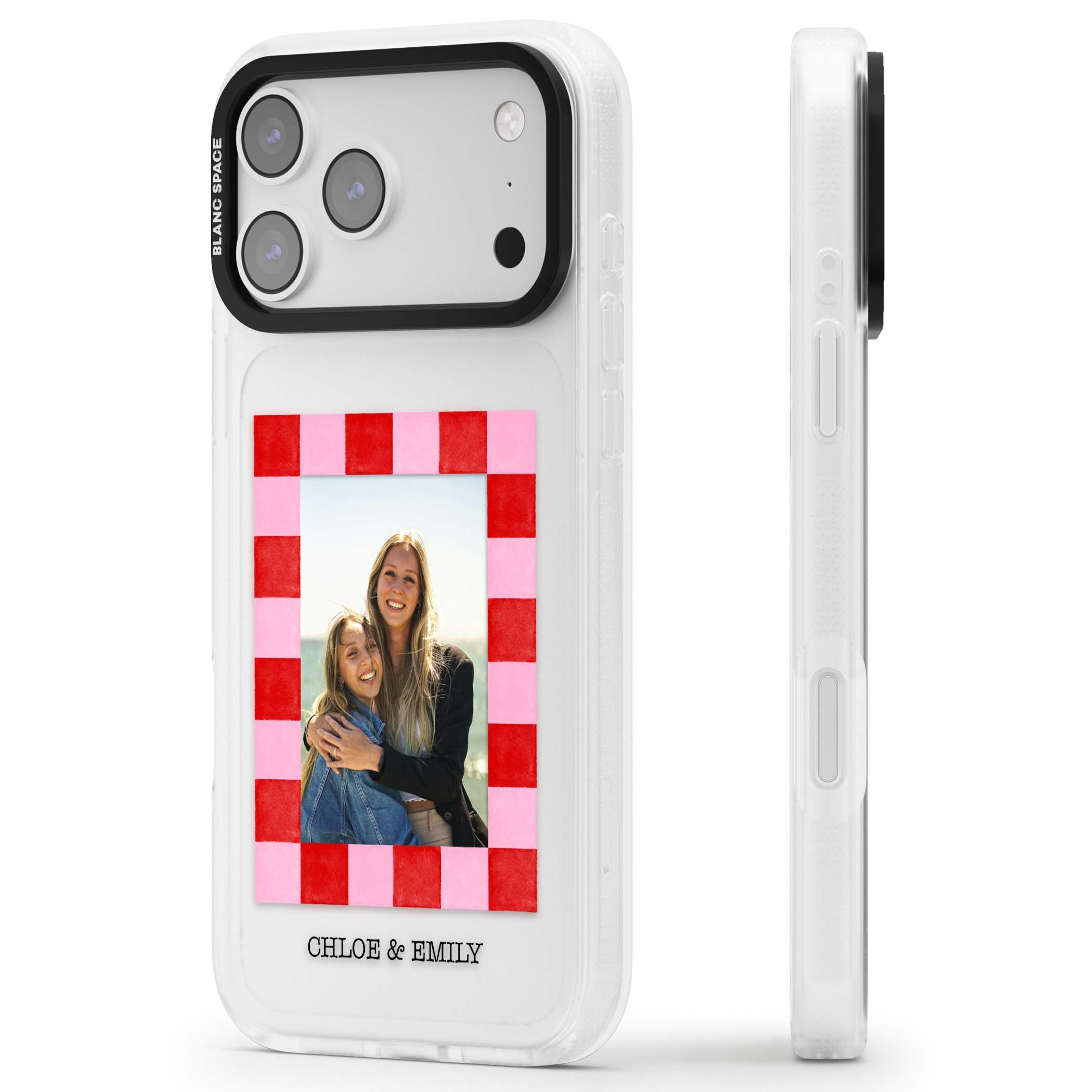 Bubblegum Check Photo for her iPhone case | Clear Case Impact Air case for iPhone 17 Pro, iPhone 17 Pro Max