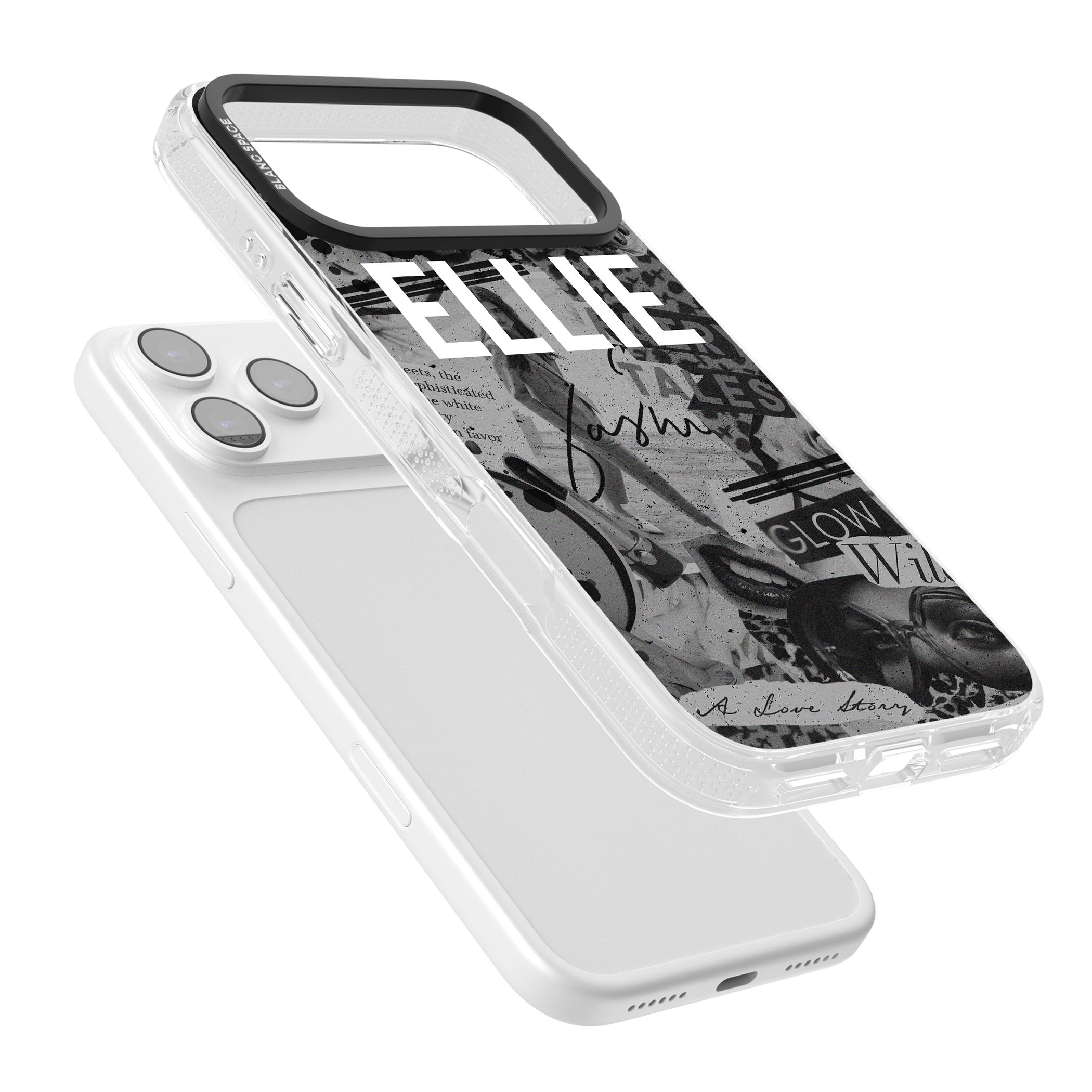 Personalised Grey Scale Vintage Collage iPhone 17 Pro Max Impact Air Clear Phone Case Colours