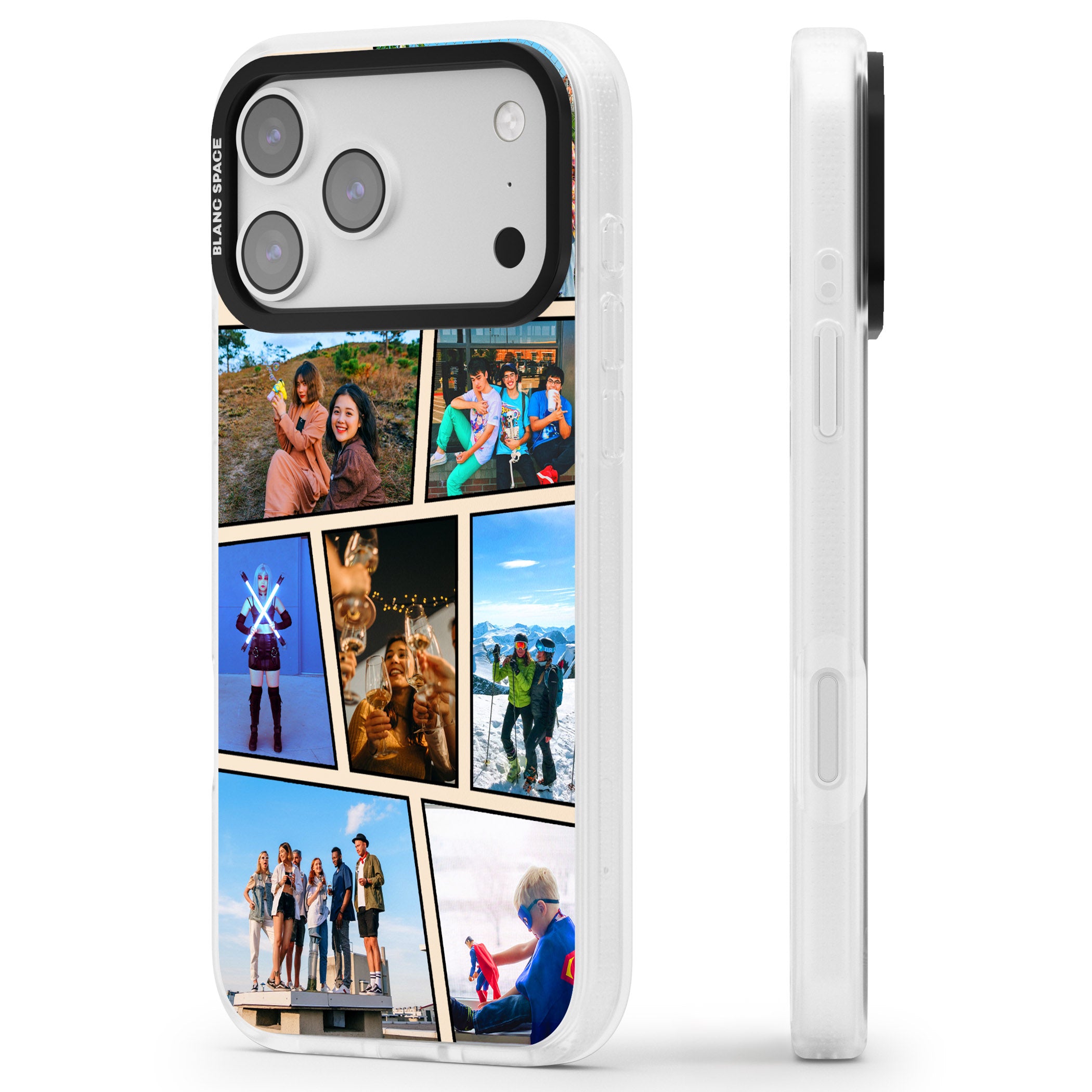Personalised Comic Strip Photo iPhone 17 Pro Max Impact Air Clear Phone Case Side Profile