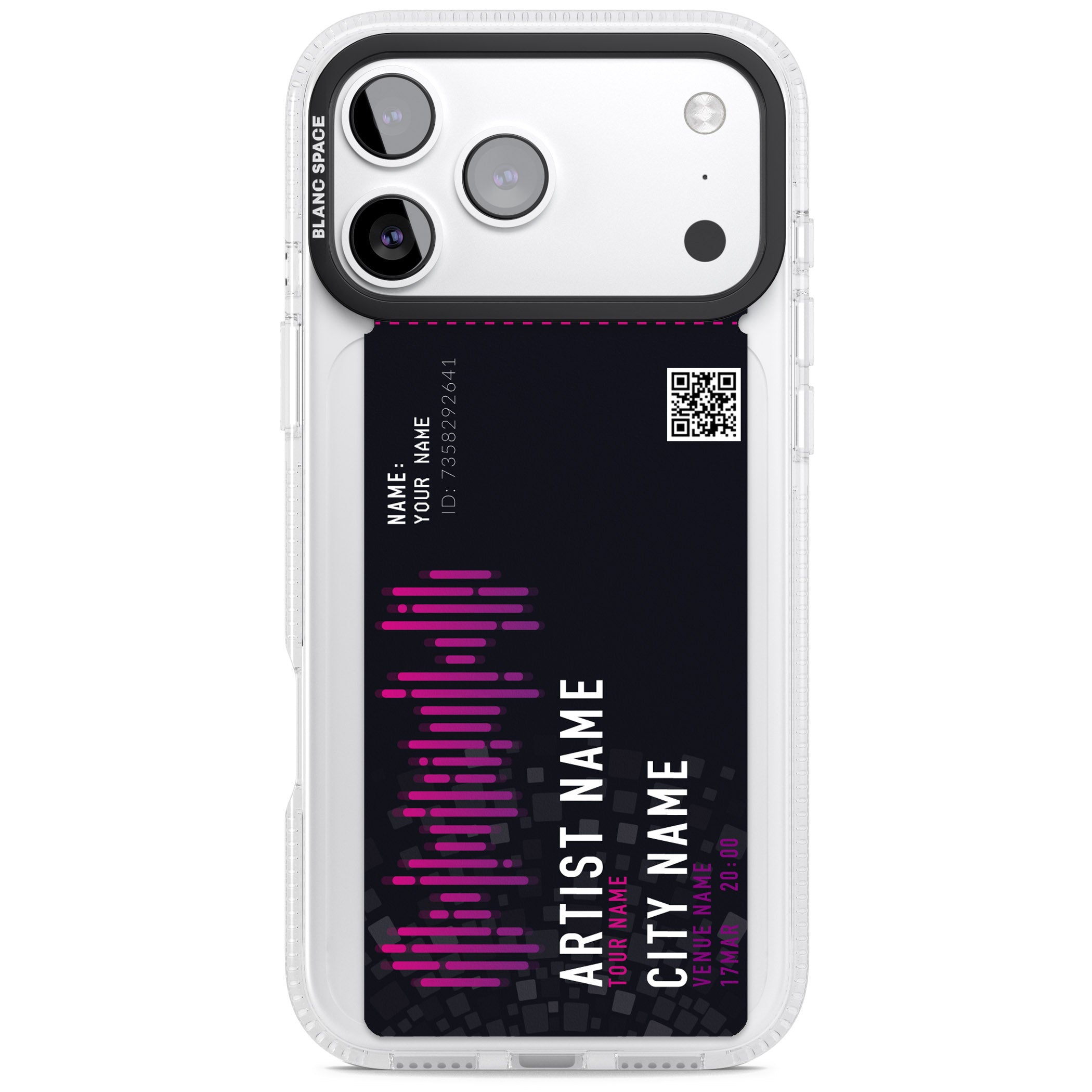 Personalised Concert Ticket iPhone 17 Pro Max Impact Air Clear Phone Case