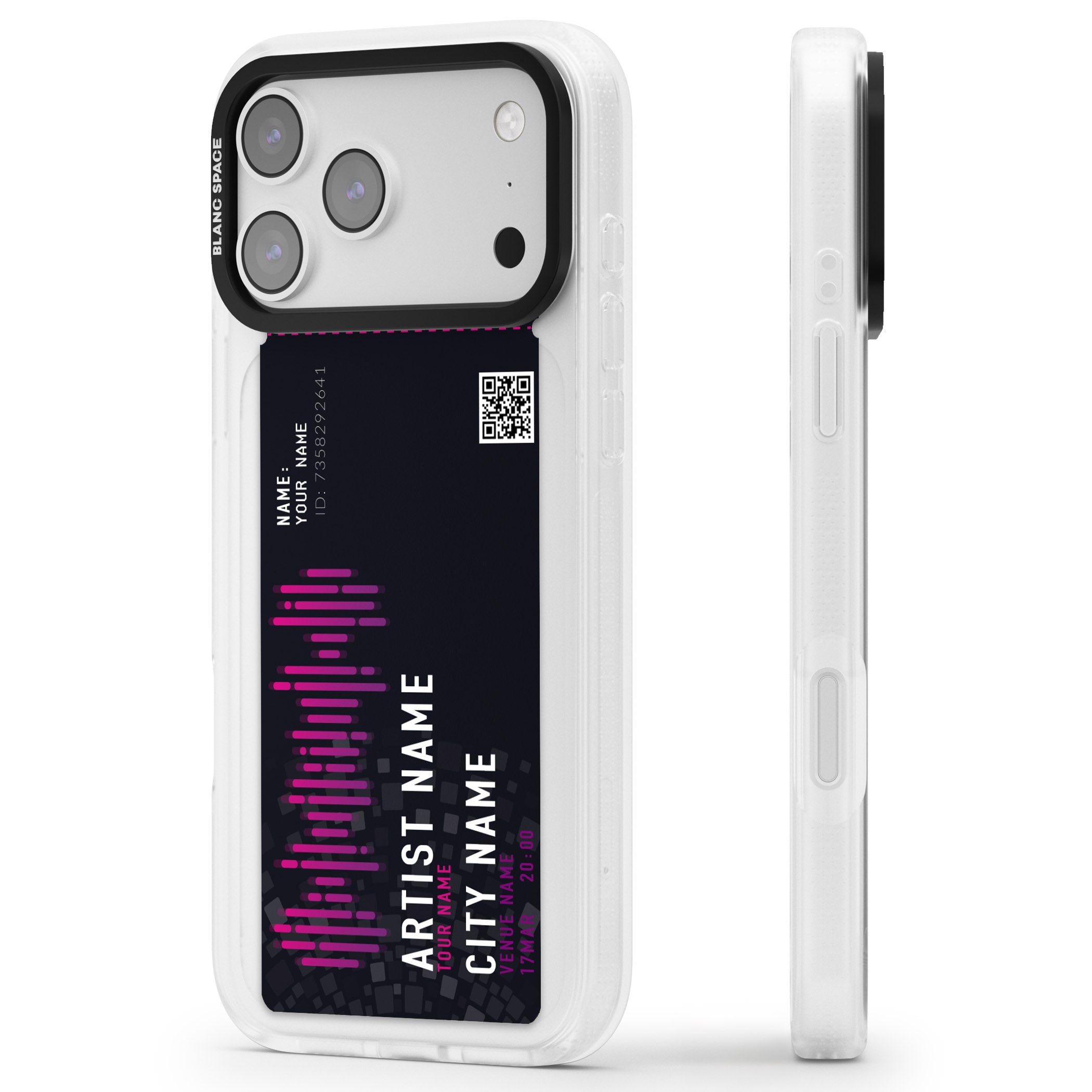 Personalised Concert Ticket iPhone 17 Pro Max Impact Air Clear Phone Case Side Profile