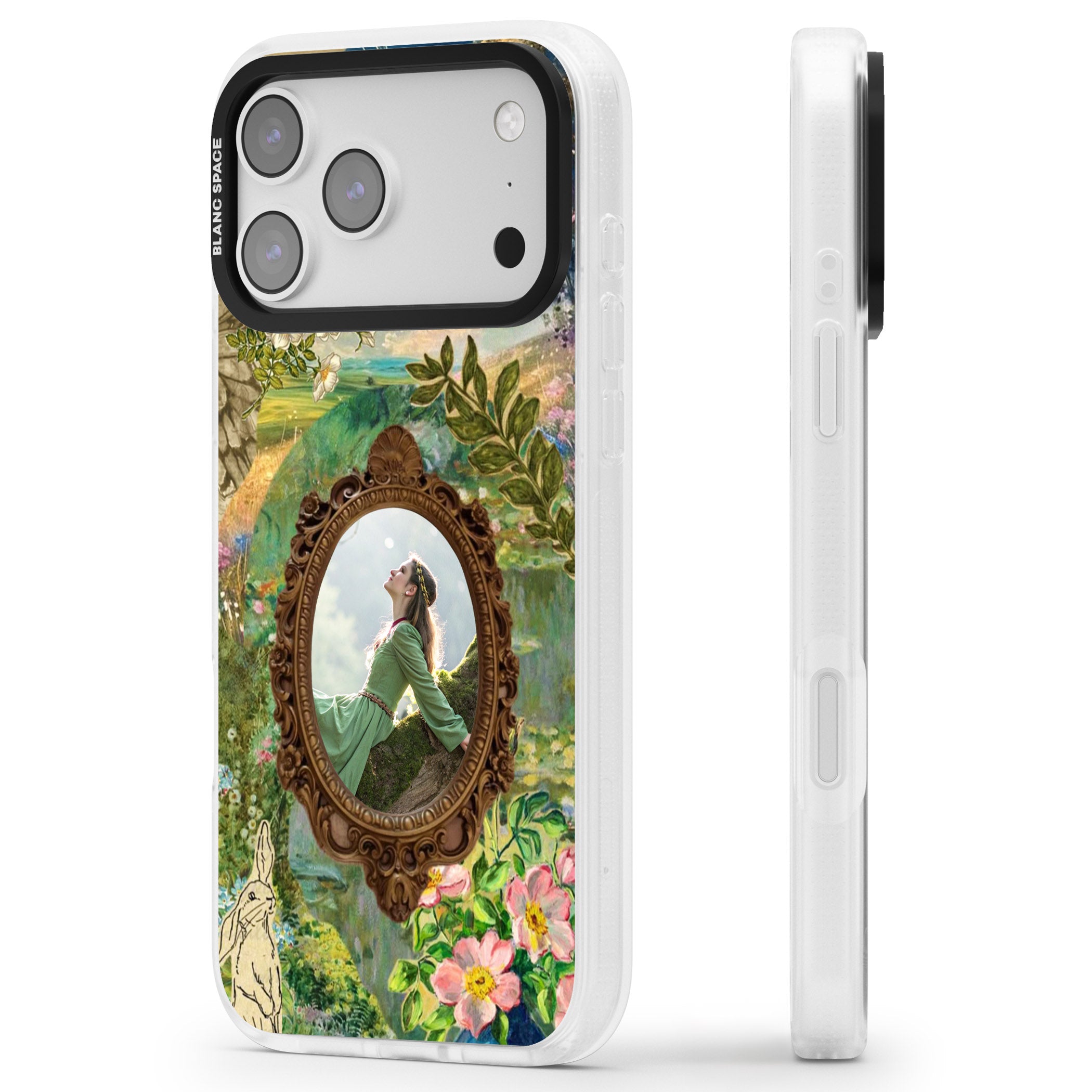 Personalised Meadow Frame iPhone 17 Pro Max Impact Air Clear Phone Case Side Profile