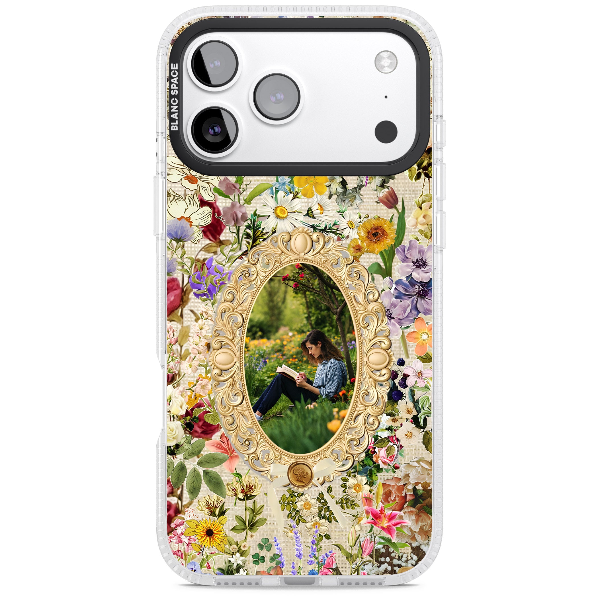 Personalised Vintage Wildflower Frame iPhone 17 Pro Max Impact Air Clear Phone Case