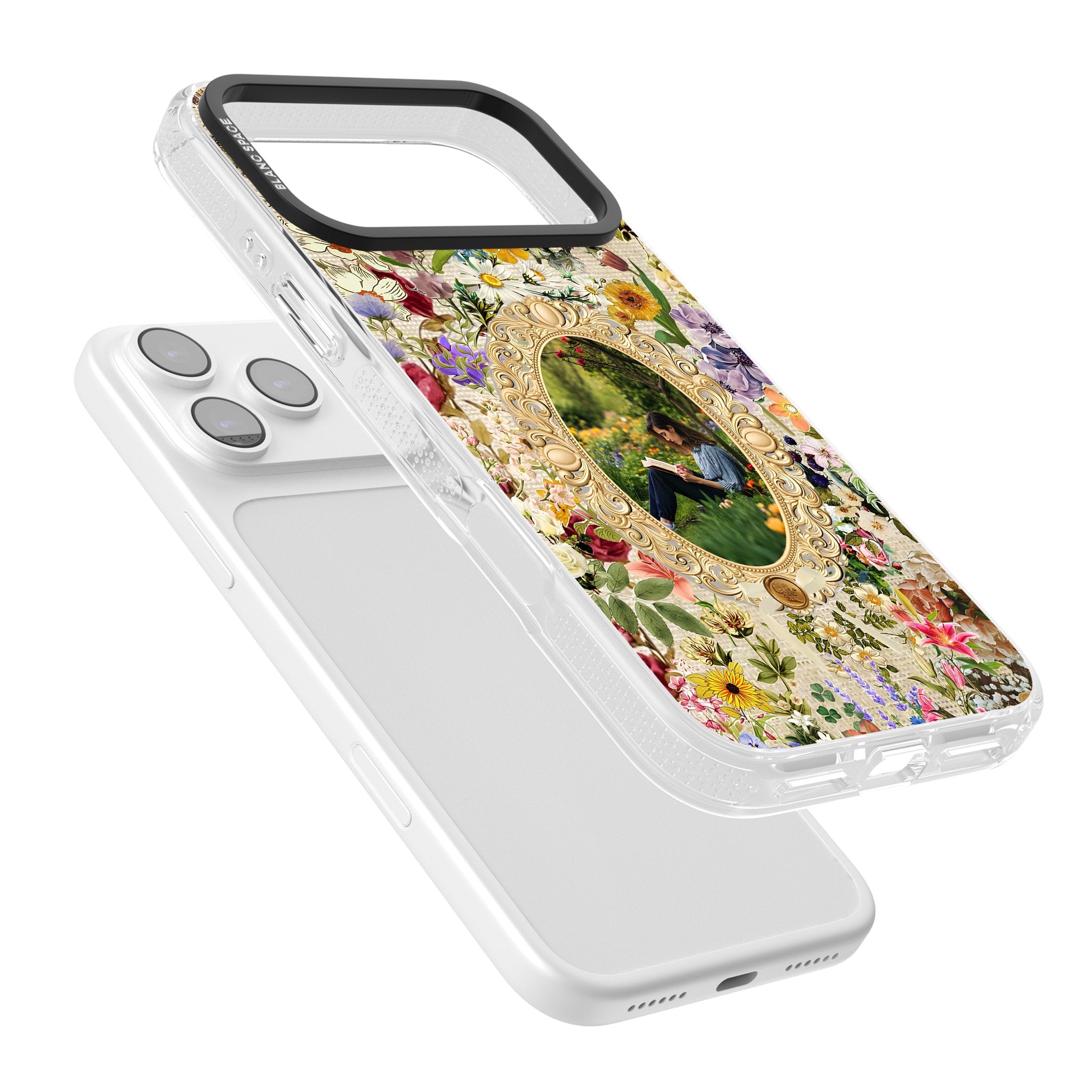 Personalised Vintage Wildflower Frame iPhone 17 Pro Max Impact Air Clear Phone Case Colours