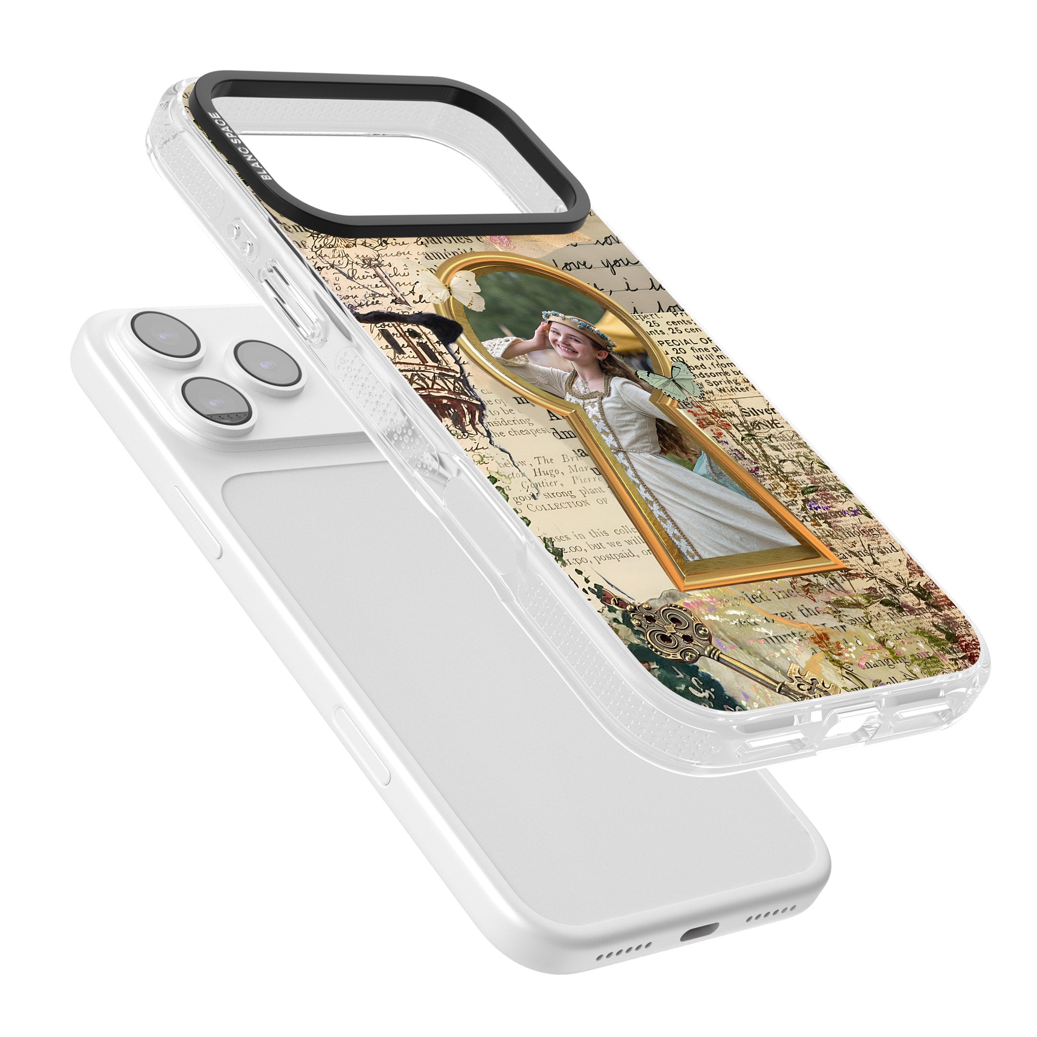 Personalised Bookpage Keyhole Frame iPhone 17 Pro Max Impact Air Clear Phone Case Colours