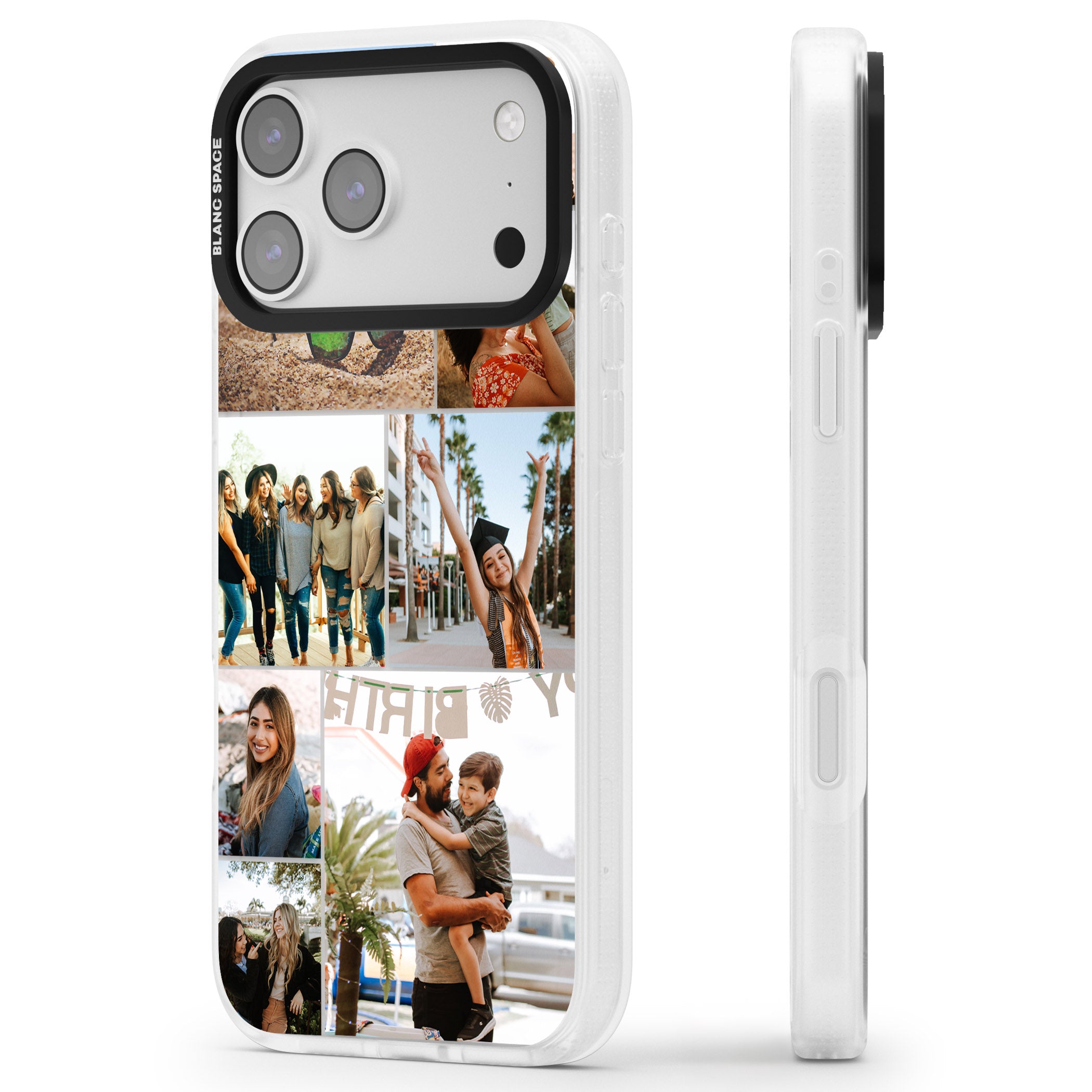 Personalised Photo Grid iPhone 17 Pro Max Impact Air Clear Phone Case Side Profile
