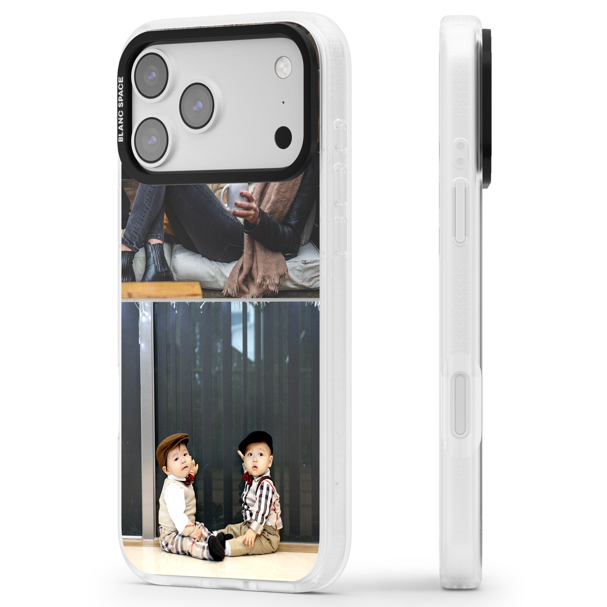 Personalised 2 Photo Grid iPhone 17 Pro Max Impact Air Clear Phone Case Side Profile