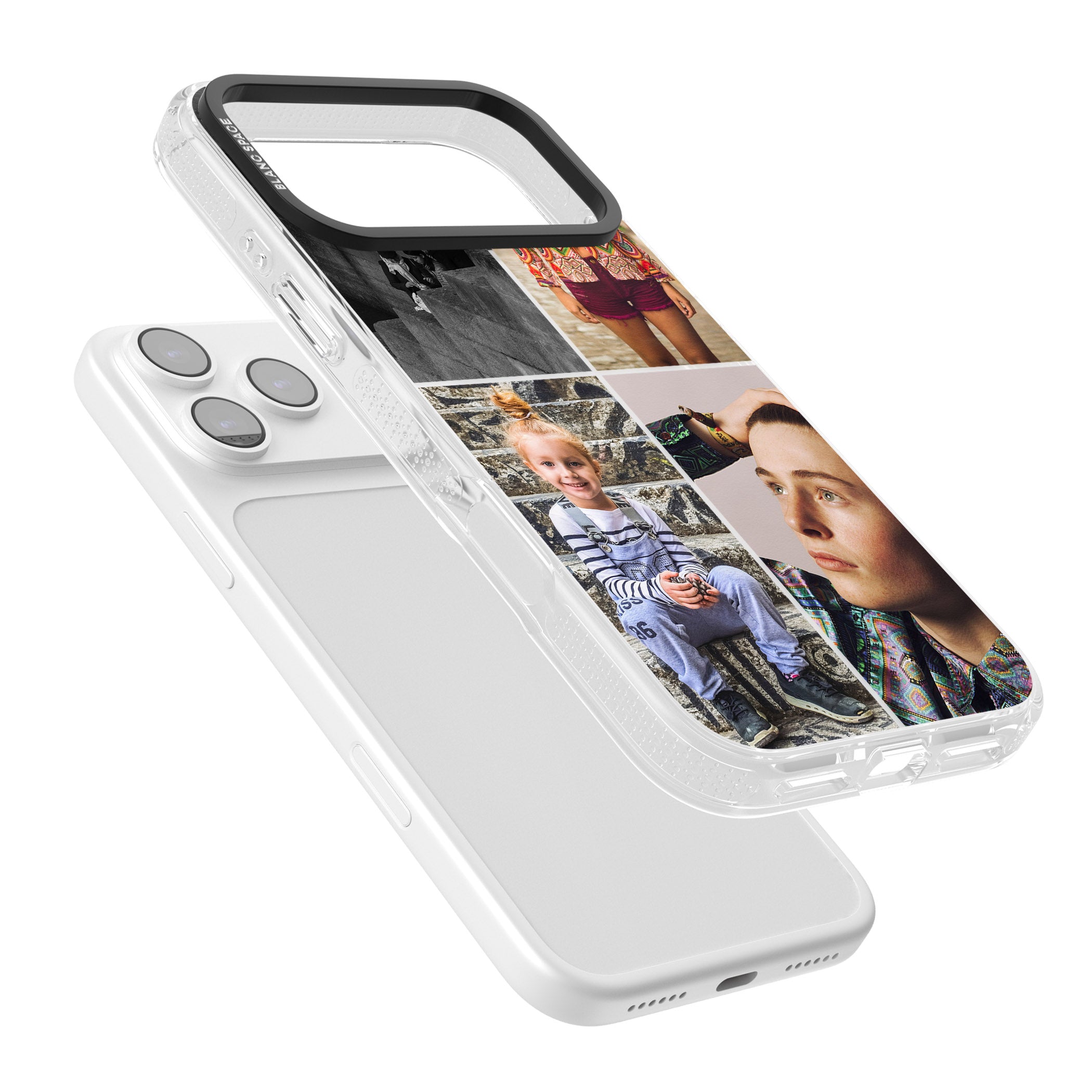 Personalised 4 Photo Grid iPhone 17 Pro Max Impact Air Clear Phone Case Colours