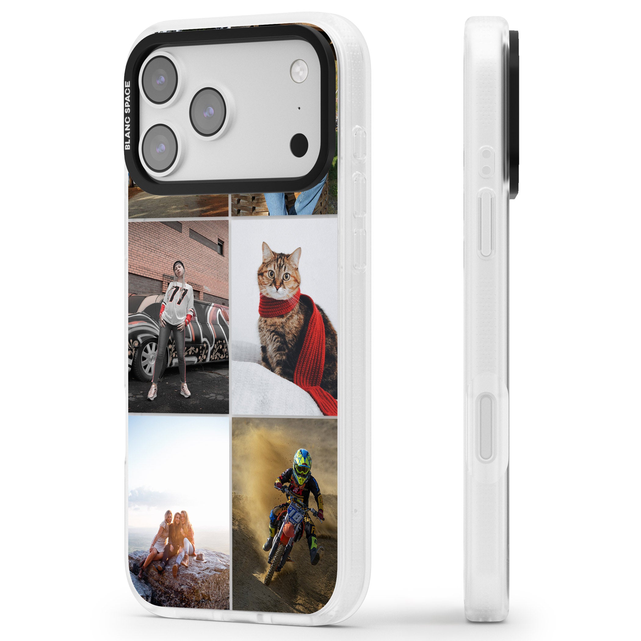 Personalised 6 Photo Grid iPhone 17 Pro Max Impact Air Clear Phone Case Side Profile