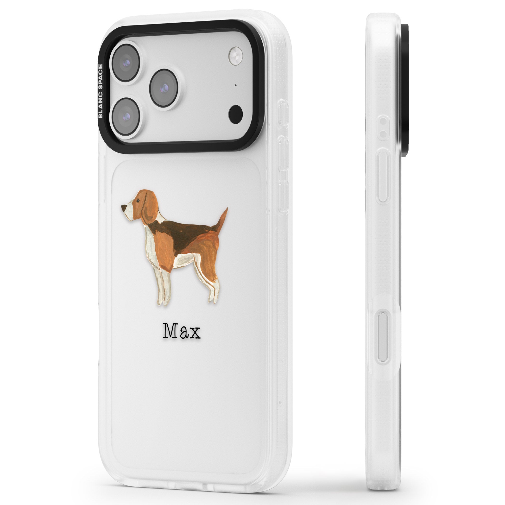 Personalised Beagle iPhone 17 Pro Max Impact Air Clear Phone Case Side Profile