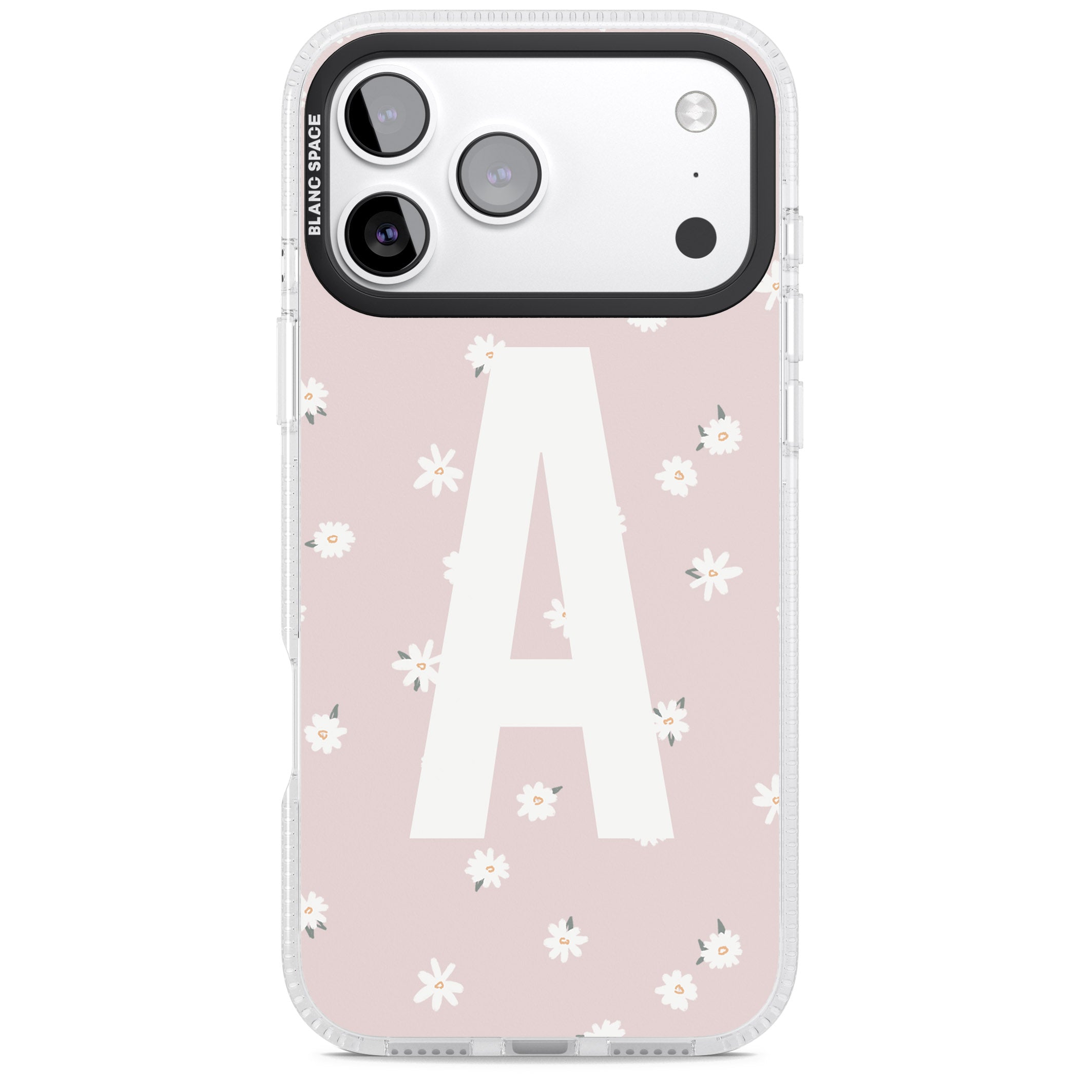 Personalised Pink Daisy Initial iPhone 17 Pro Max Impact Air Clear Phone Case
