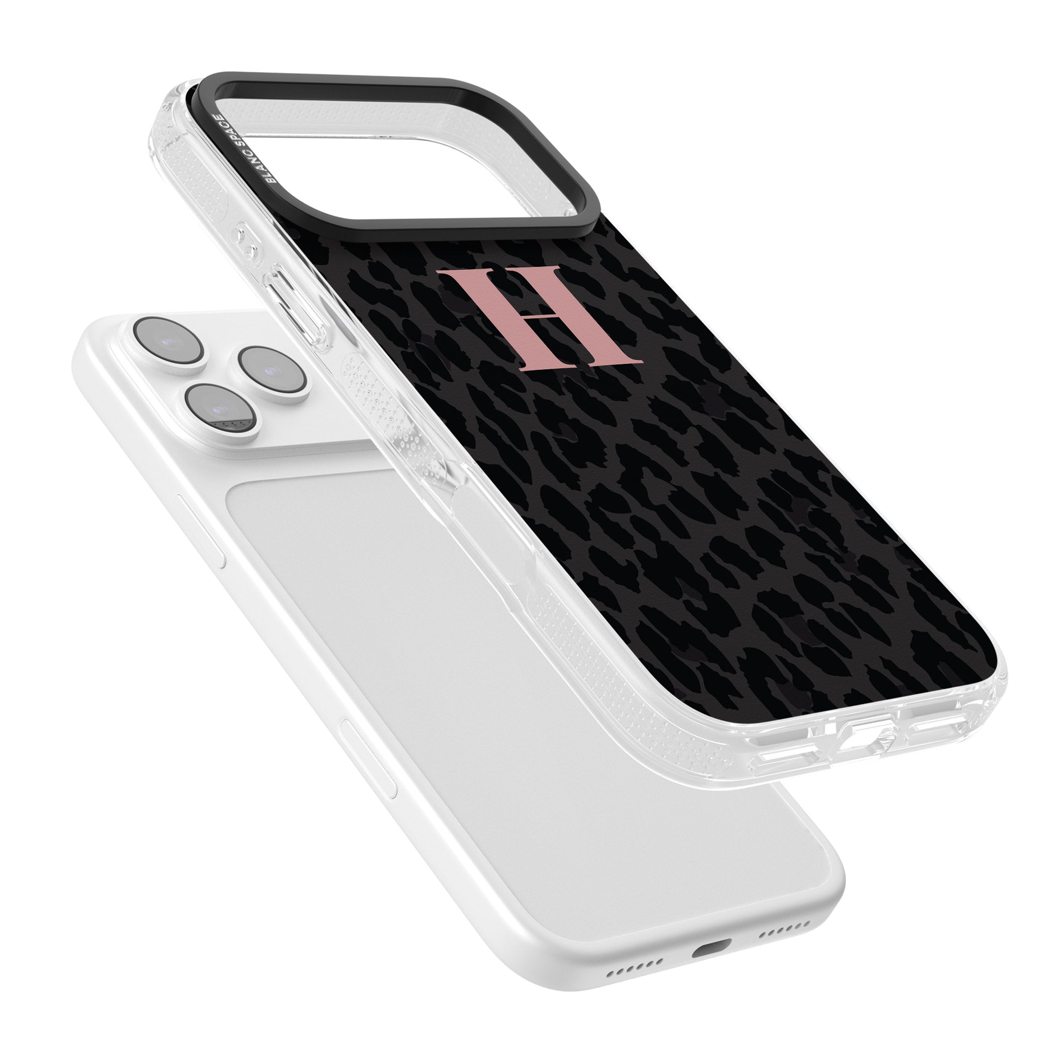 Personalised Pink Leopard Monogram iPhone 17 Pro Max Impact Air Clear Phone Case Colours