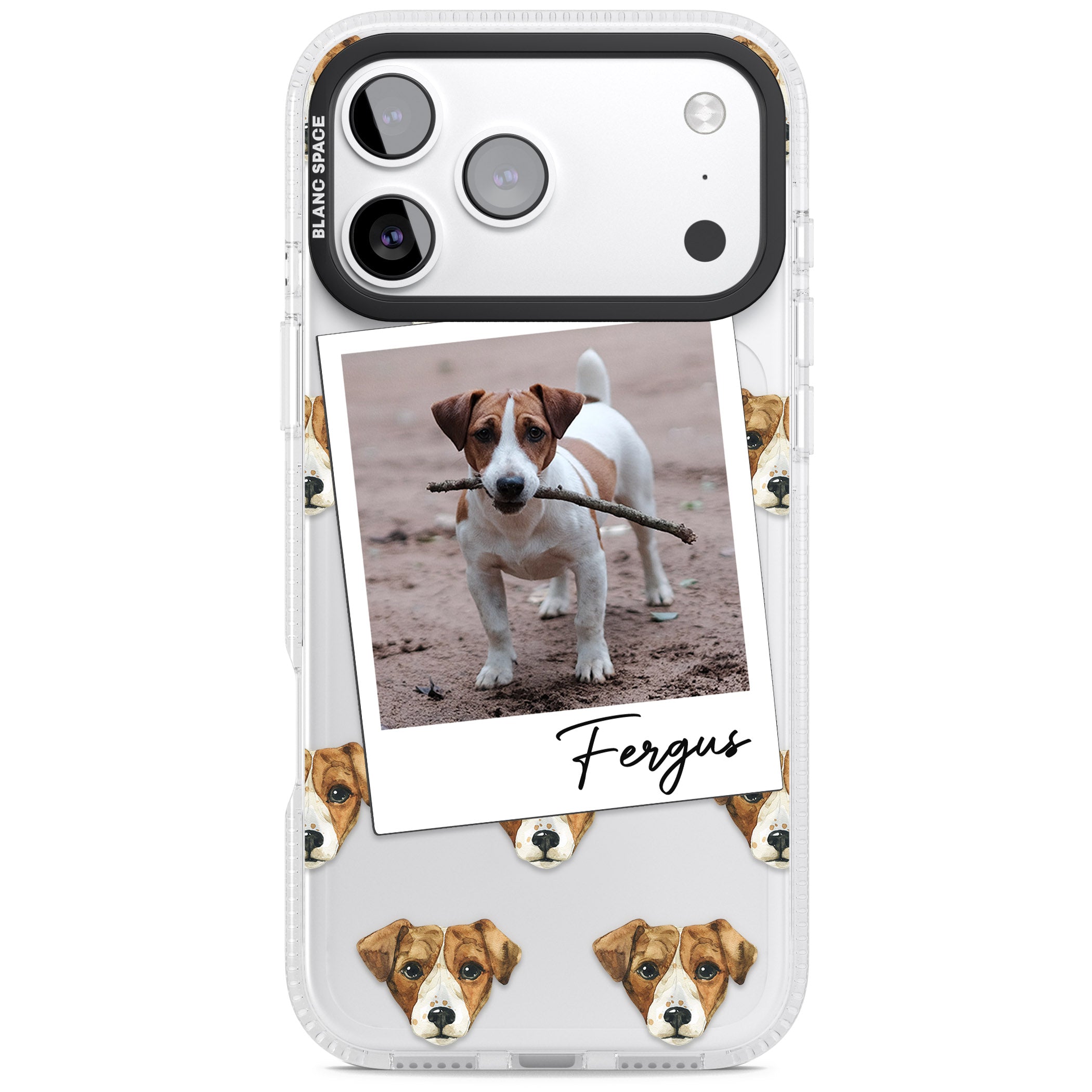 Personalised Jack Russell Instant Camera Photo iPhone 17 Pro Max Impact Air Clear Phone Case
