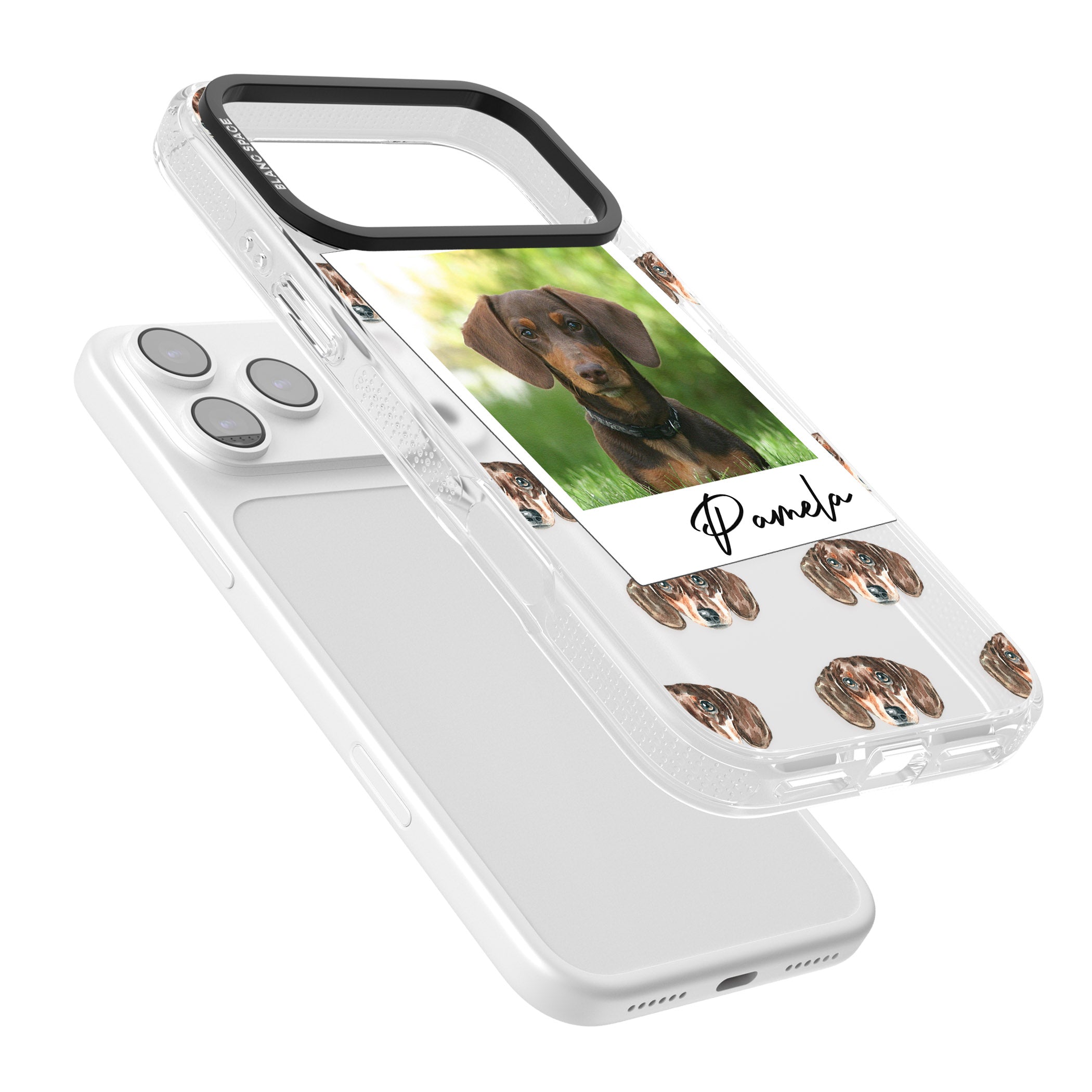 Personalised Brown Dachshund Instant Camera Photo iPhone 17 Pro Max Impact Air Clear Phone Case Colours