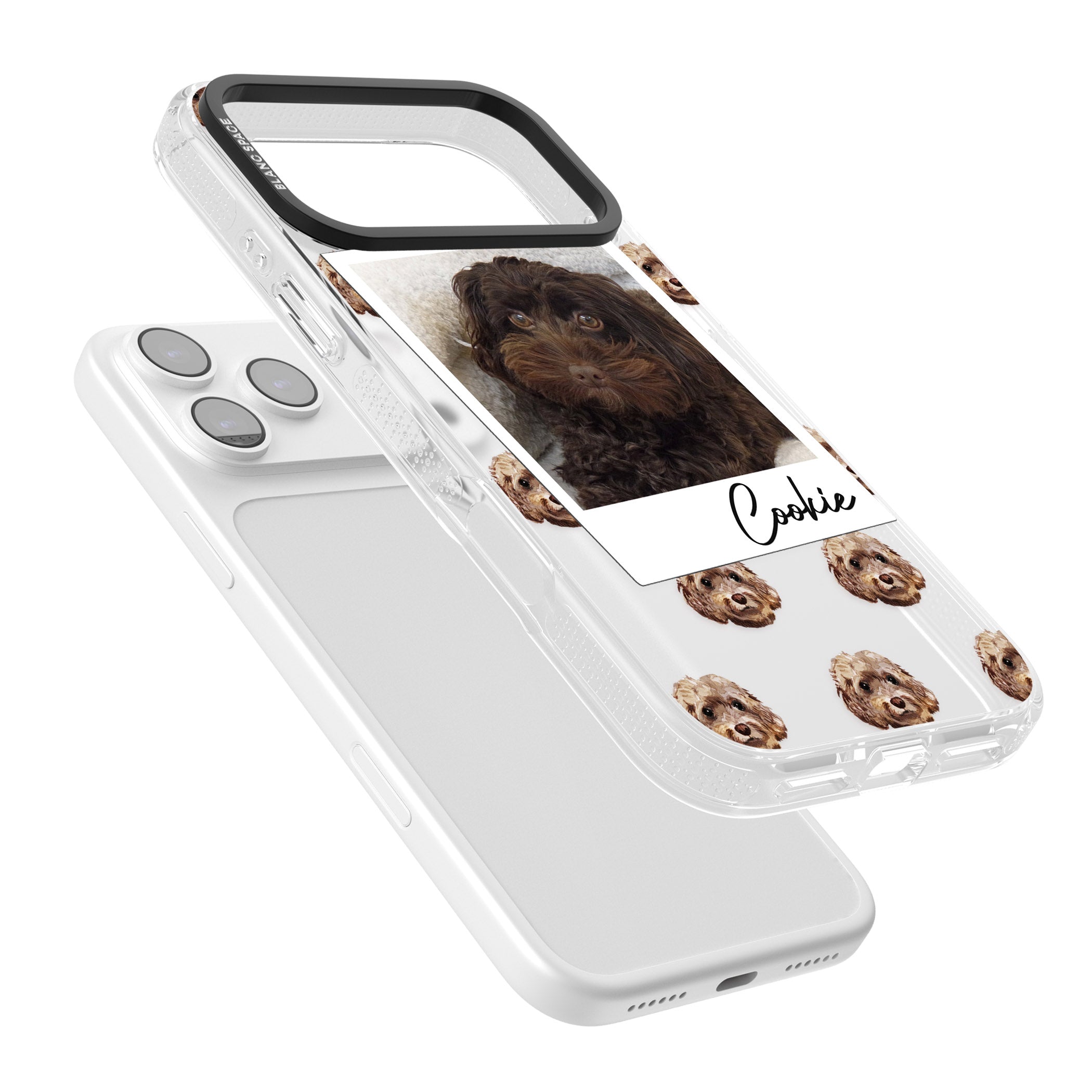 Personalised Brown Cockapoo Instant Camera Photo iPhone 17 Pro Max Impact Air Clear Phone Case Colours
