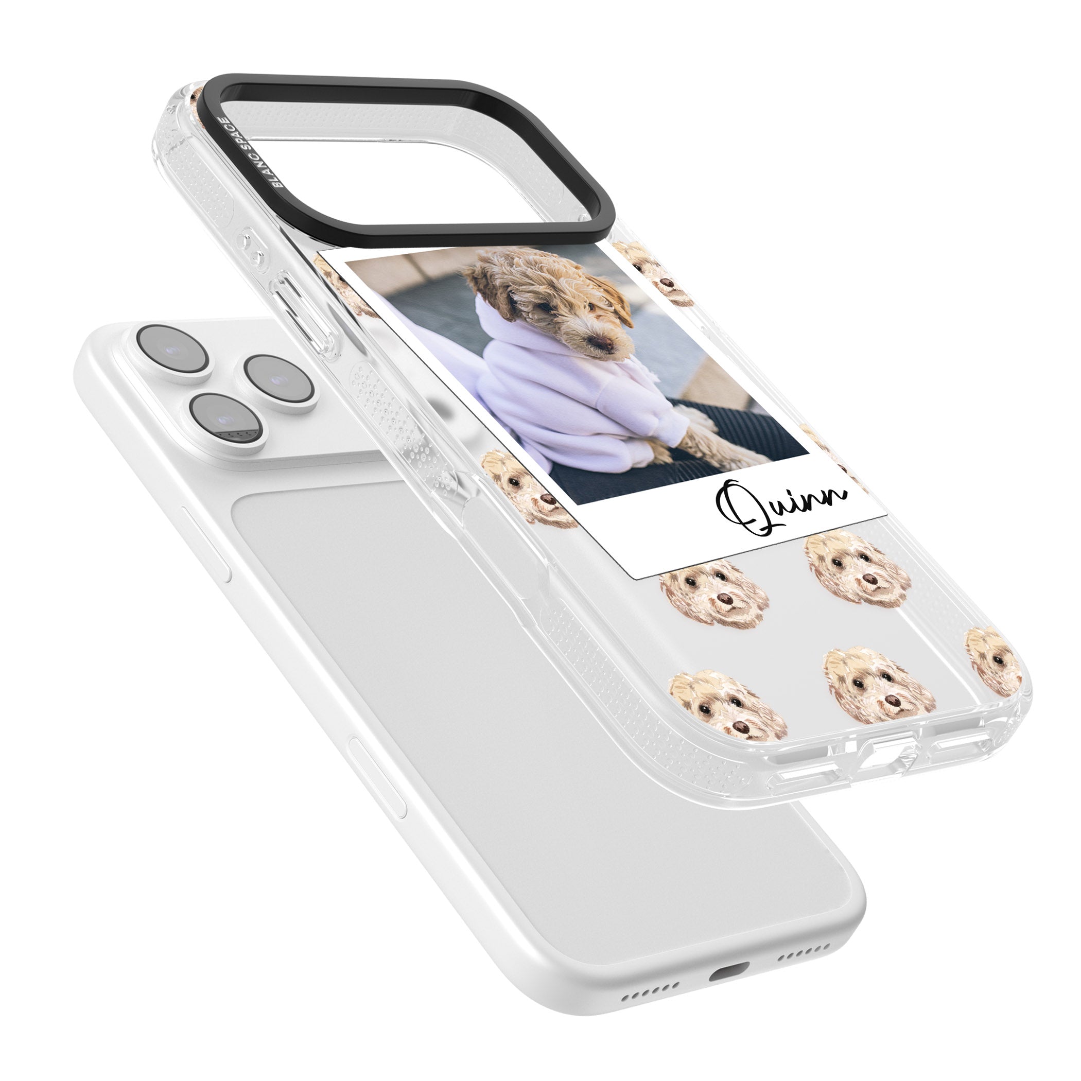 Personalised Cream Cockapoo Instant Camera Photo iPhone 17 Pro Max Impact Air Clear Phone Case Colours