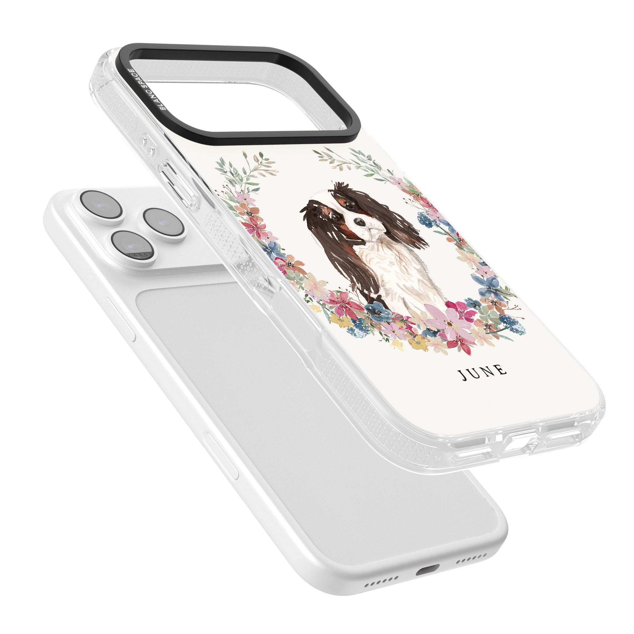 Personalised King Charles Floral Portrait iPhone 17 Pro Max Impact Air Clear Phone Case Colours