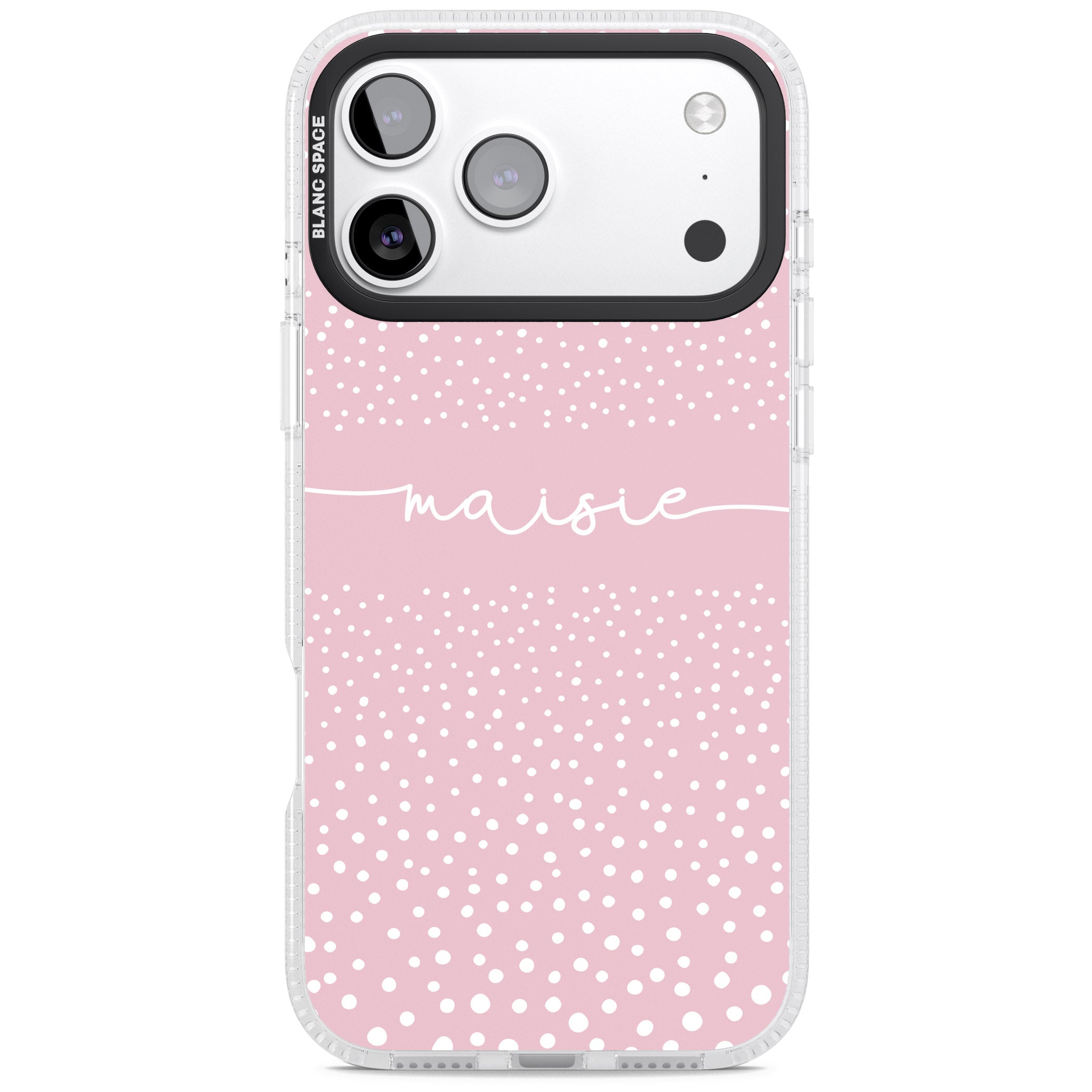 Personalised Pink Dots iPhone 17 Pro Max Impact Air Clear Phone Case